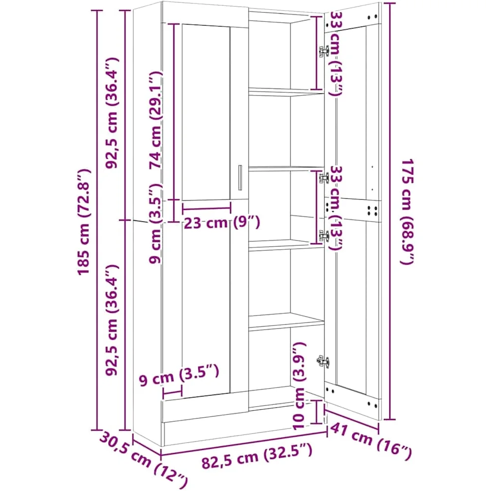 vidaXL Armoire Vitrine, Meuble de Rangement avec Compartiment, Étagère de Salon Salle de Séjour Chambre Intérieur, Chêne Sonoma Bois d’Ingénierie