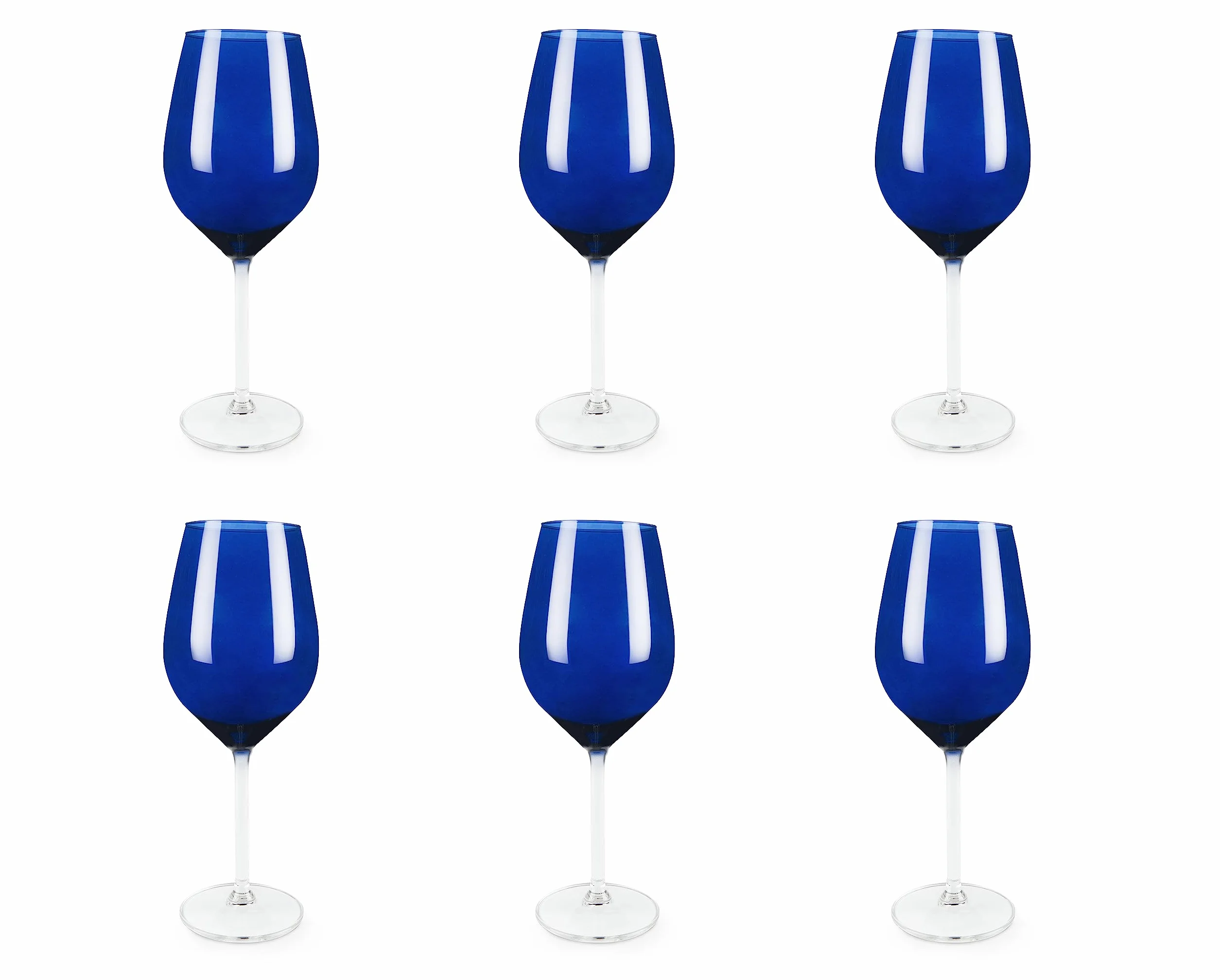 Excelsa Cobalt Lot de 6 verres à vin, verre, bleu