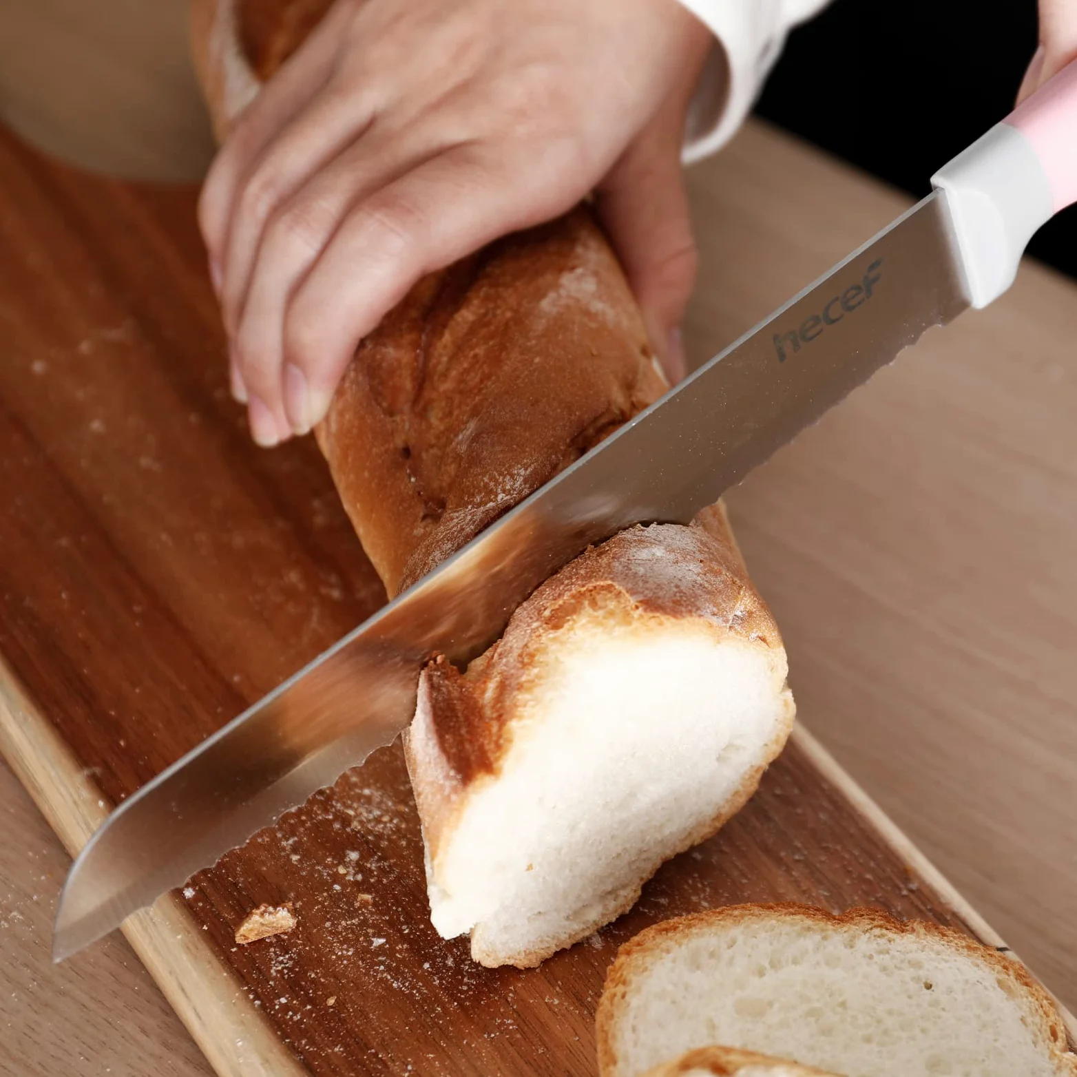 hecef Couteau Cuisine, Porte Couteaux de Cuisine 14 Pièces, Ensemble Couteaux de Cuisine en Acier Inoxydable avec Bloc en Bois, Couteaux de chef Professionnels - Plus de Choix de Couleur (Rose)