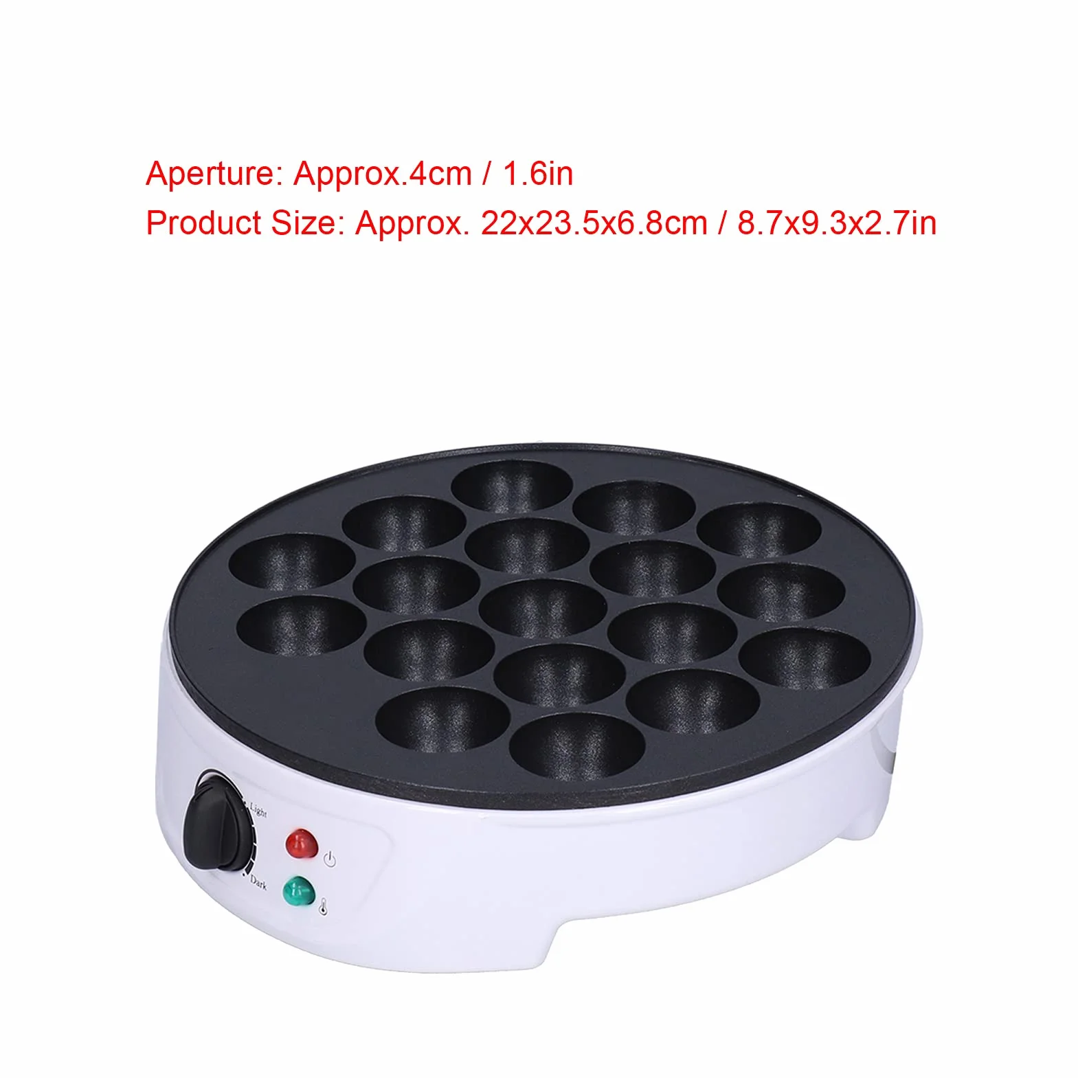 Gaufrier Takoyaki Électrique, 750W, 18 Trous, Plaque Antiadhésive, Chauffage Bilatéral, pour la Préparation de Boulettes de Poulpe, 220-240V