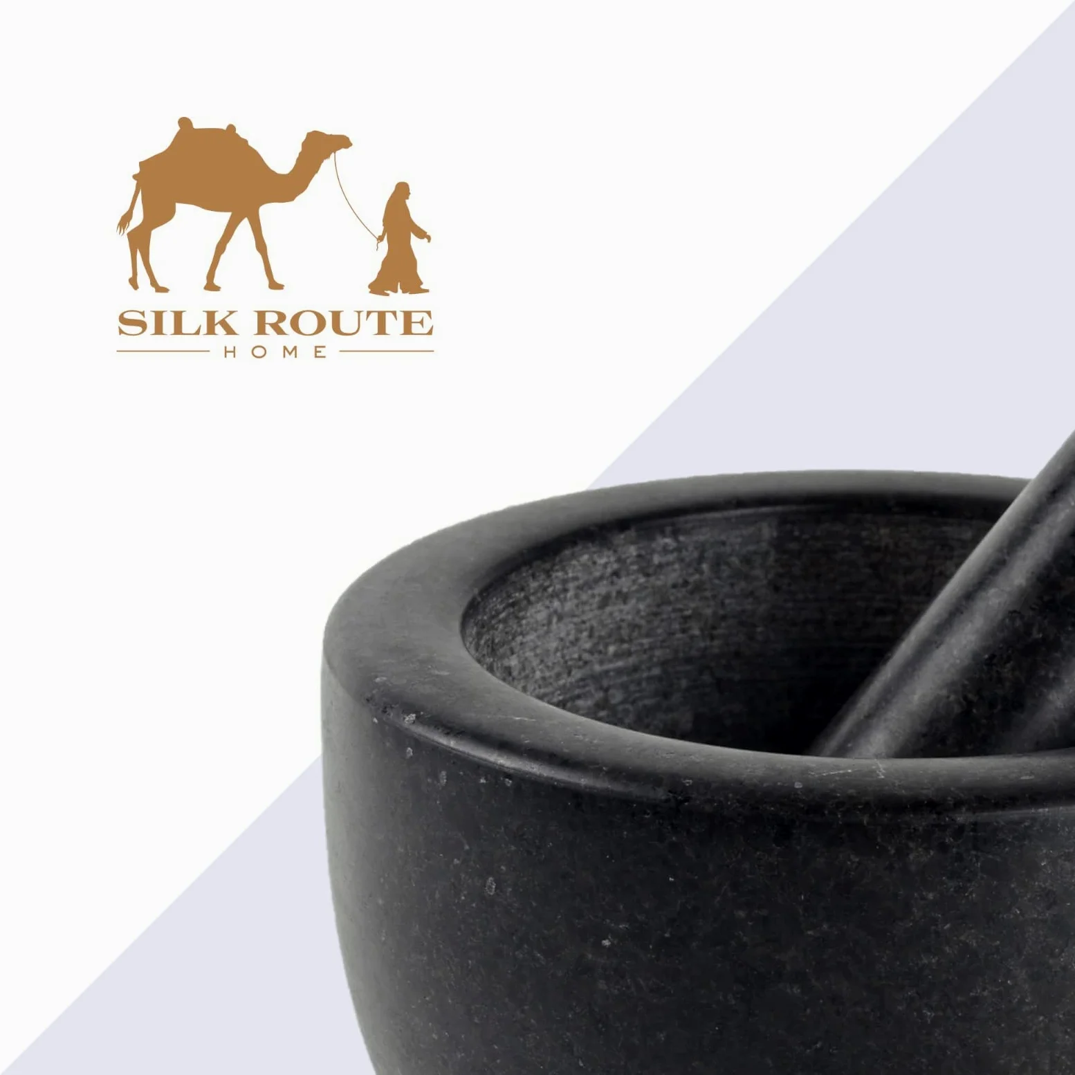 Silk Route Home Pilon et mortier en granit poli classique avec socle