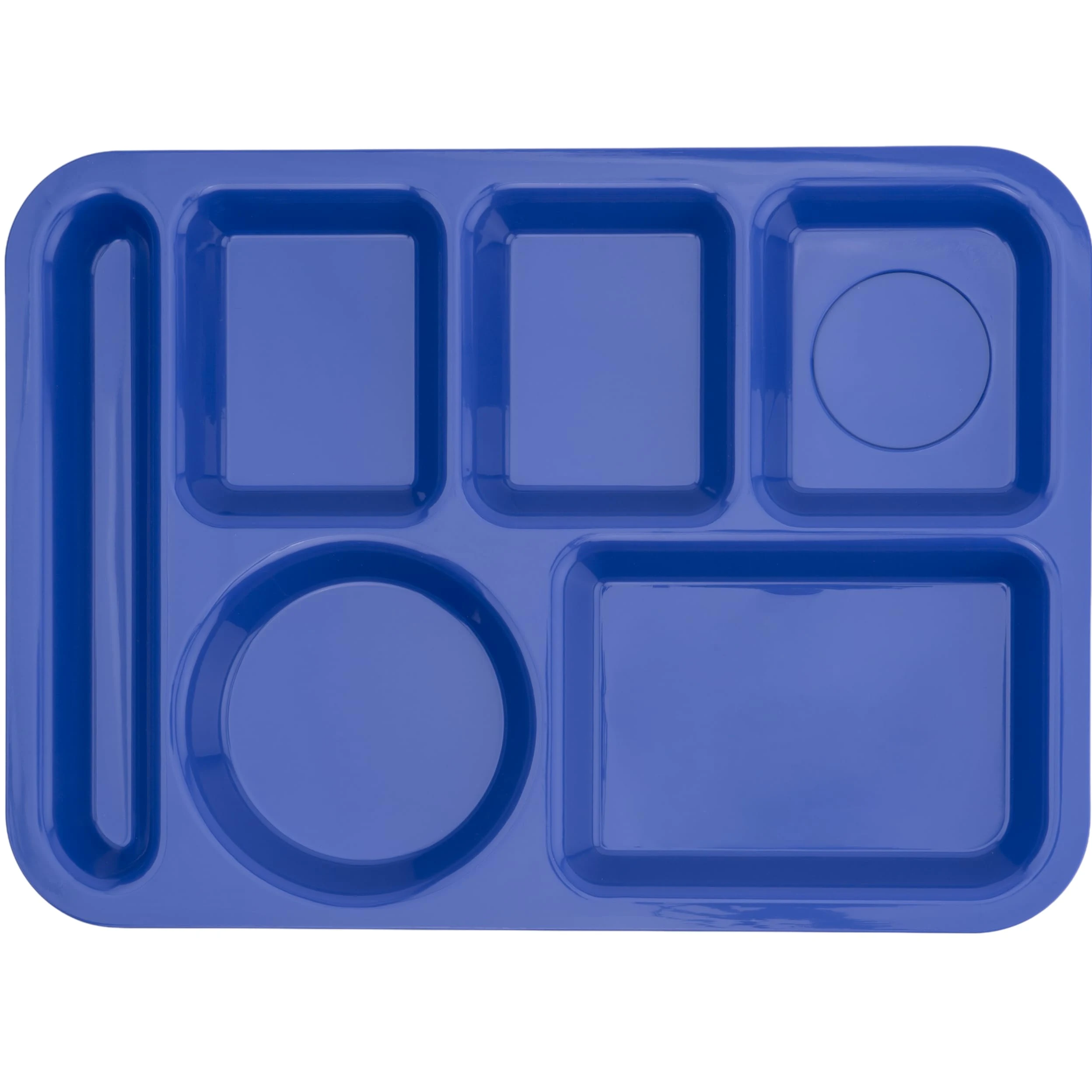 GET Plateau moderne en plastique bleu paon 4 compartiments pour école cafétéria, 25,4 x 35,6 cm