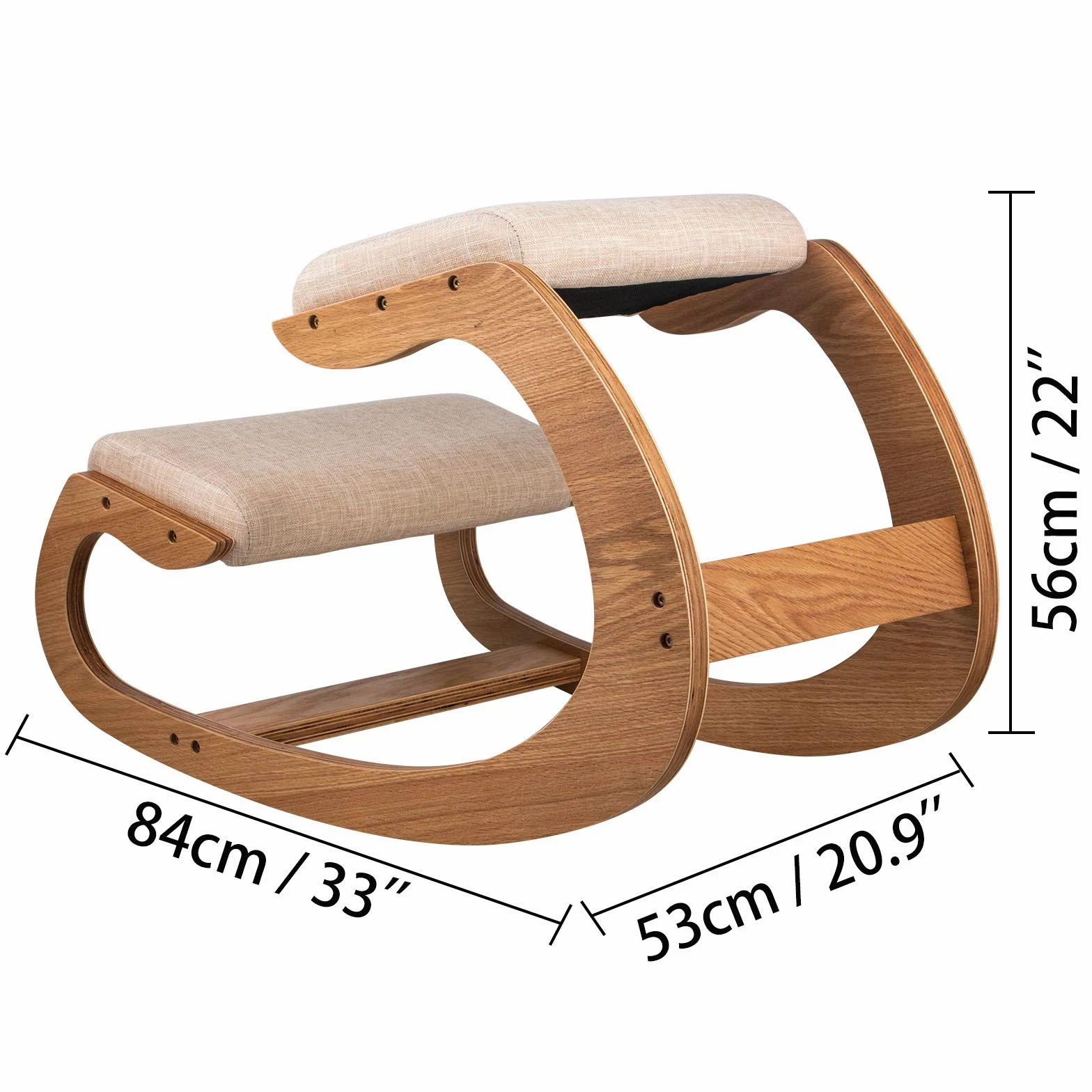 Tabouret Ergonomique Tabouret Réglable Ergonomique Coussins Confortables Bureau Maison Façonnant et Soulageant Stress Fauteuil Ergonomique à Genoux Tabouret (Chêne Blanc)