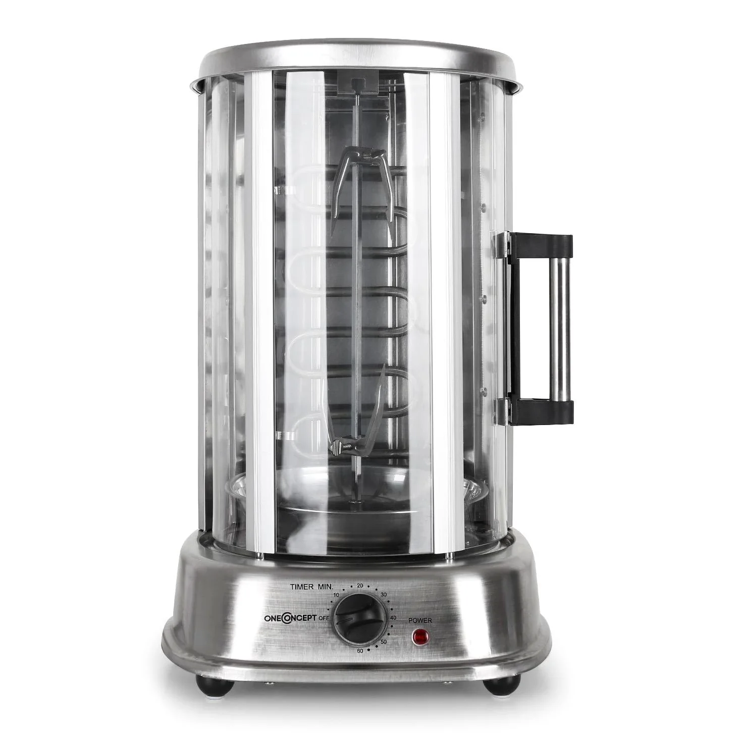 oneConcept Kebap Master - Rôtissoire verticale, Machine à kebab, Grill vertical, puissance max. 1500W (Argent avec Porte)