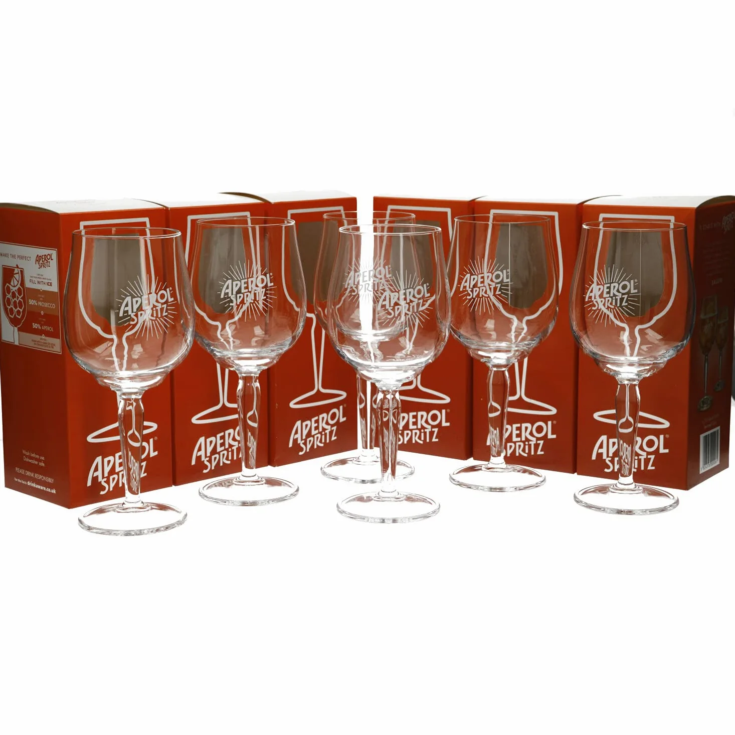 APEROL Spritz Lot de 6 verres à cocktail en verre à pied 51 cl