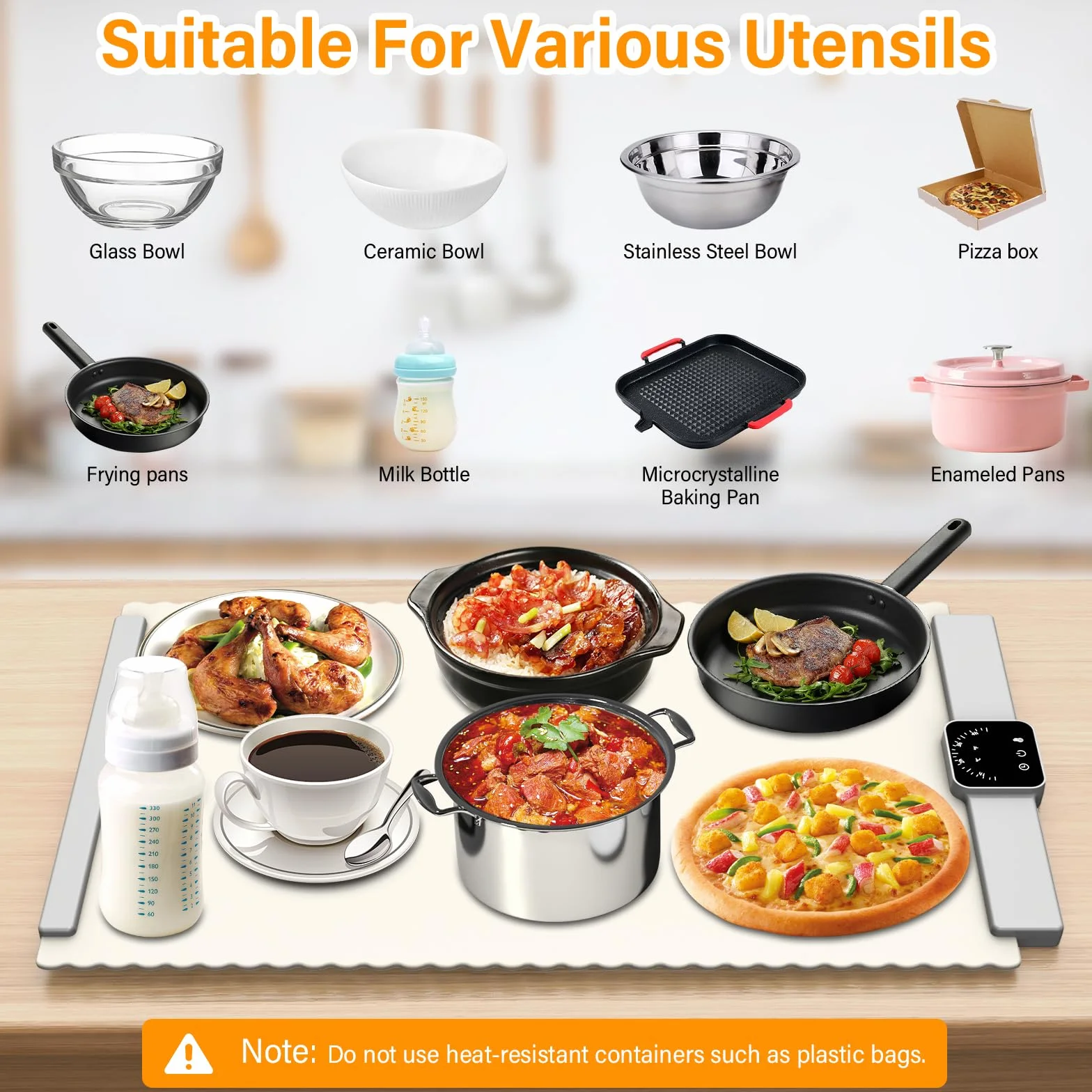 Plateau chauffant électrique,60-100℃ Plateau Chauffant Pliable en Silicone,Plateau Chauffant Électrique Portable avec Minuteur de 4 Heures.chauffage rapide,pour Fête Buffet Célébration Familiale
