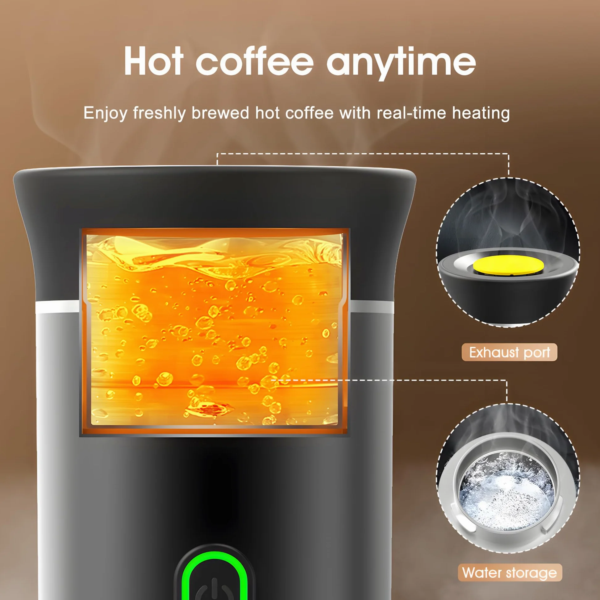 Machine à Cafe Portable, cafetière portable électrique à batterie, machine a espresso 12V pour camping, voyage et voiture, auto-chauffante, compatible café moulu et capsules NS