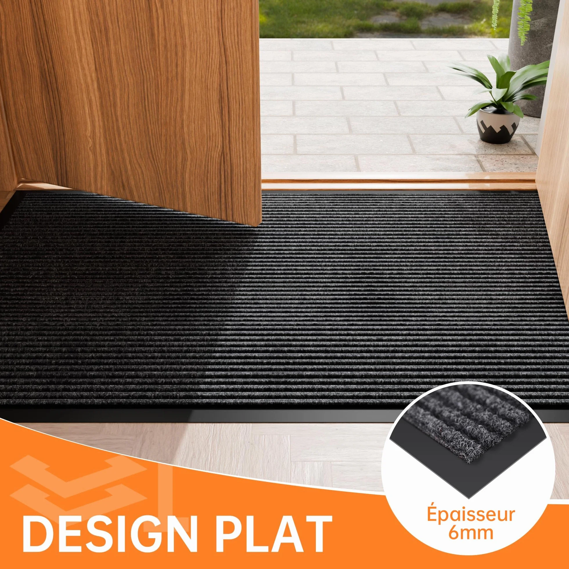 Paillasson Exterieur Entree 75x150cm, Grand Tapis d'Entrée, Tapis Entrée Exterieur Resistant Pluie, Tapis Commercial pour entrée -Gris Foncé