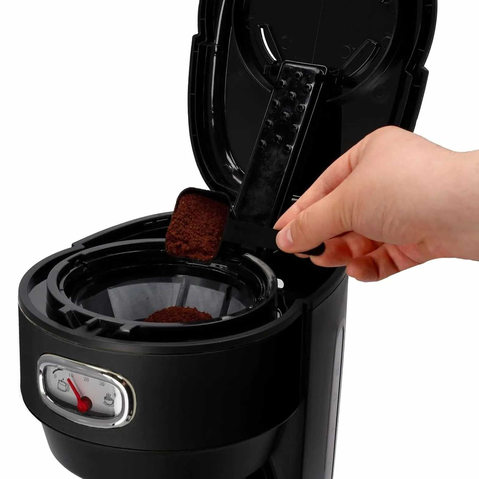 Westinghouse Rétro Cafetière Filtre, Cafetière Pour 10 Tasses, Carafe en Verre, Filtre Permanent, Système Anti-Goutte, Fonction Maintien au Chaud, Noir