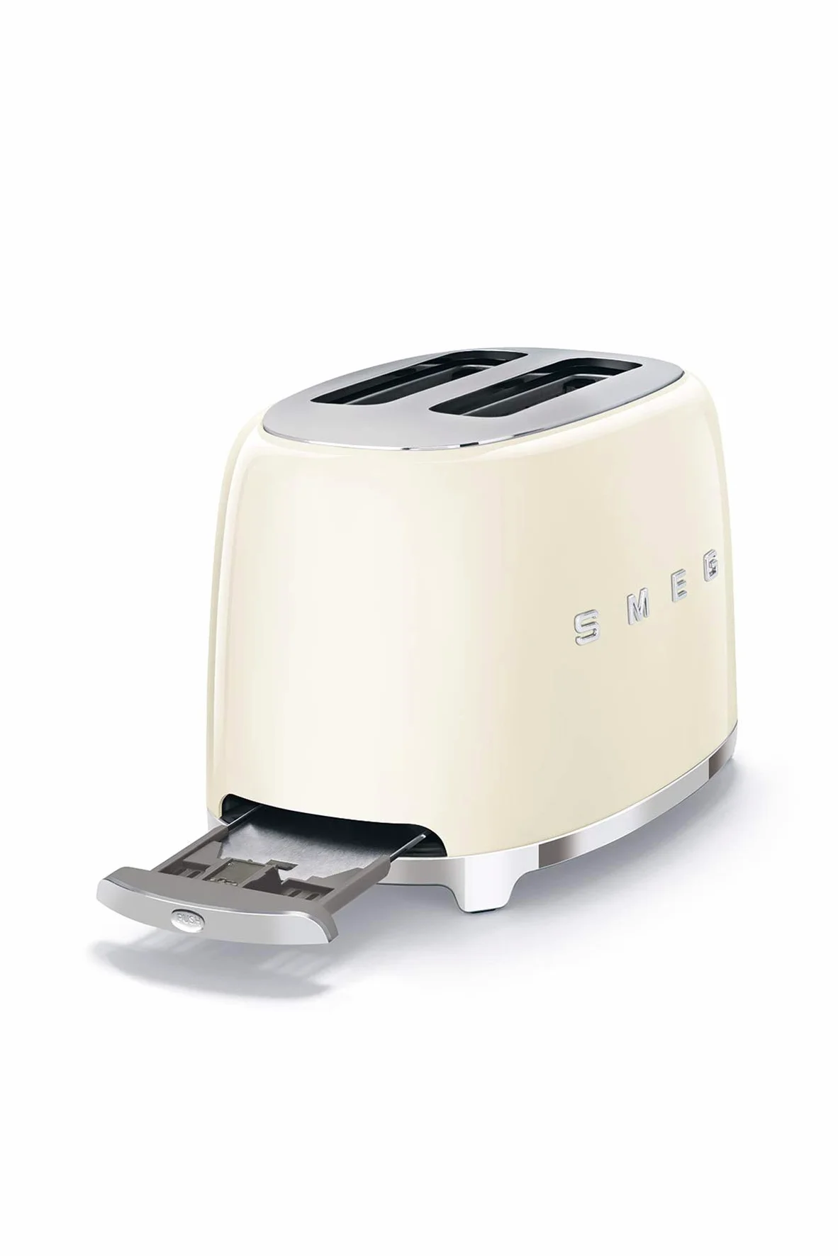 Smeg, Grille-pain 2 Tranches TSF01CREU, 2 Fentes 36 mm, 6 Niveaux de Brunissage, Fonction Chauffage, Décongélation et Bagel, Éjection Automatique du Pain, Ramasse Miettes, 950 W, Crème
