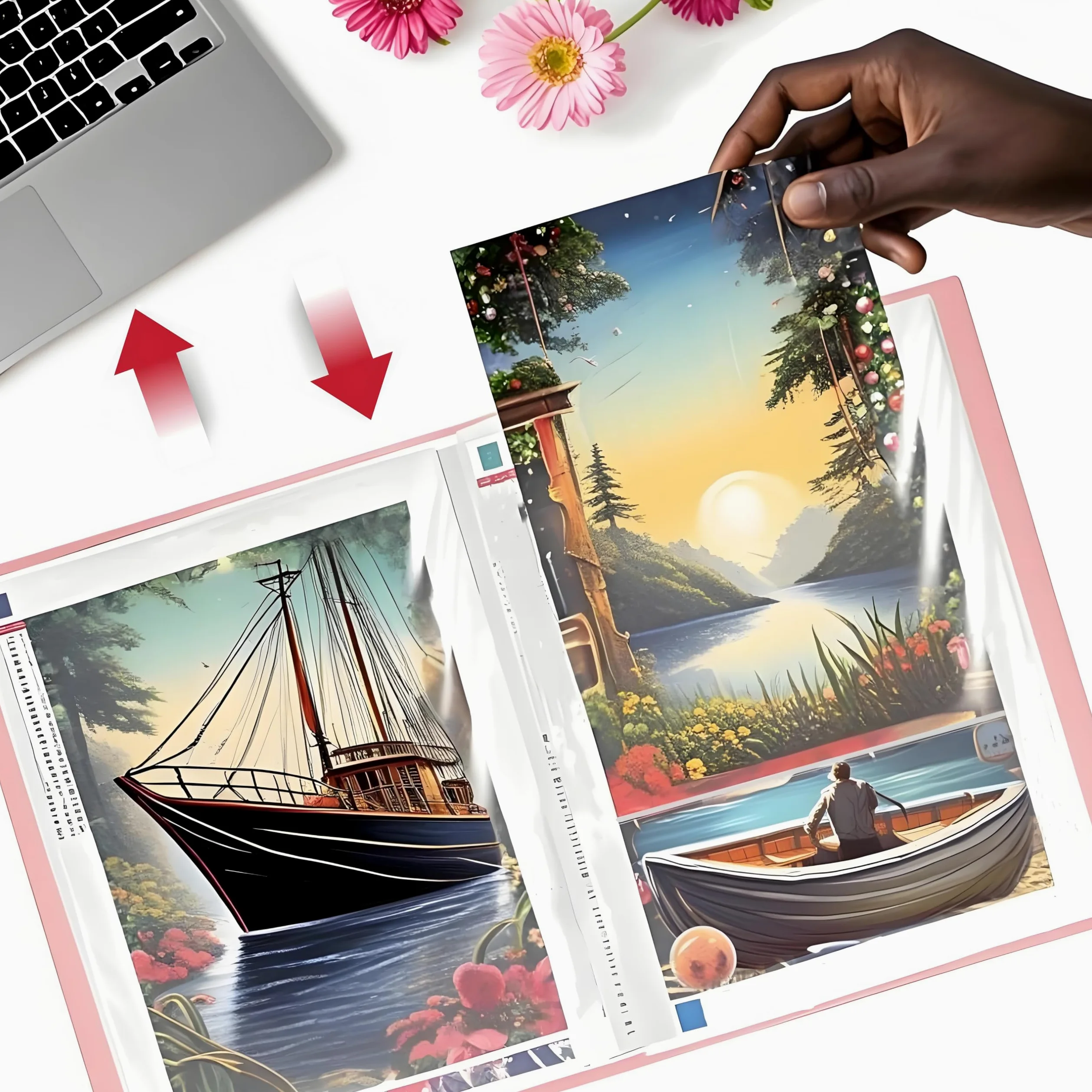 Diamond Painting Album peinture Classeur A2 pour diamants, 30 poches transparentes, 60 x 42 cm ou plus petit