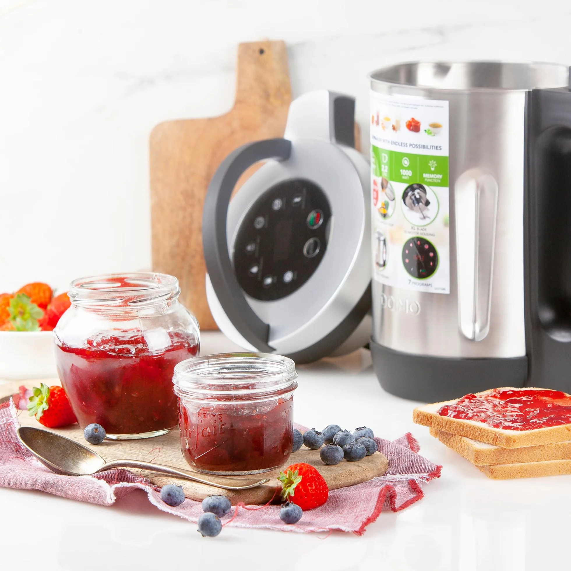 DOMO DO716BL Mixeur à soupe - 7 programmes - Soy/nut milk, extra smooth, smooth, chunky, jam, juice et blend/clean - 2,2 L