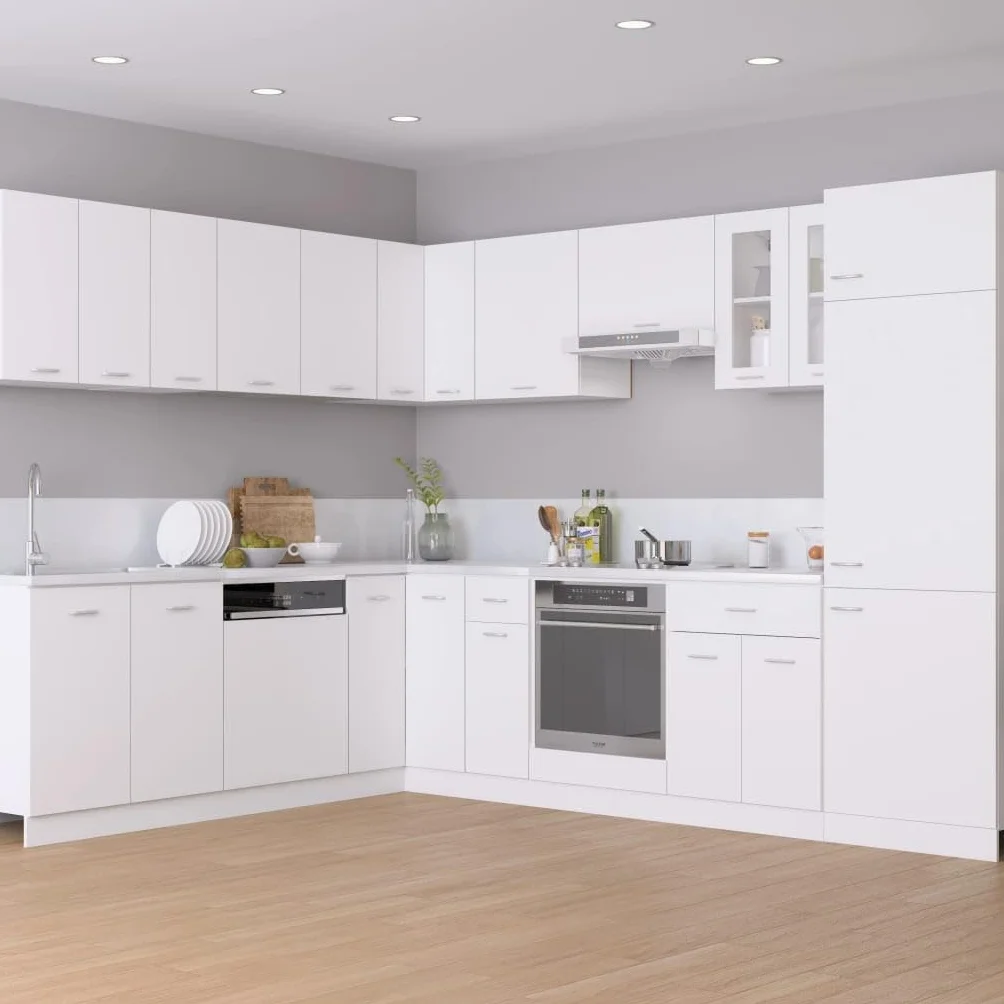vidaXL Meuble d’Angle Lyon, 75,5x75,5x81,5 cm, Bois reconstitué, Blanc, Rangement Salle de Bain & Cuisine, Placard sous évier, Fixation Murale, Organisateur Maison
