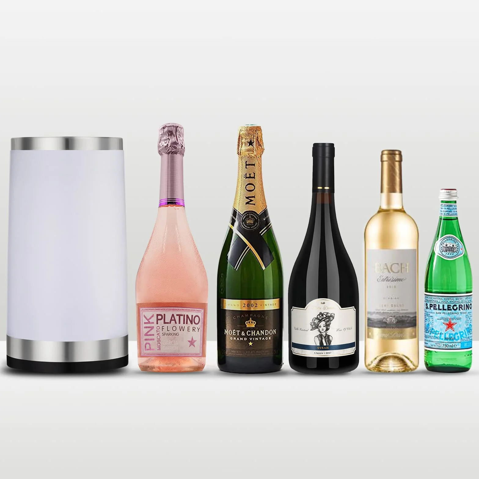Refroidisseur de Vin avec Lampe Tactile RGB Ambiante Rechargeable| Rafraîchisseur de Bouteille avec 2 Ice Pack pour 750ml de Champagne| Accessoires de Vin pour la Fête/Dîner