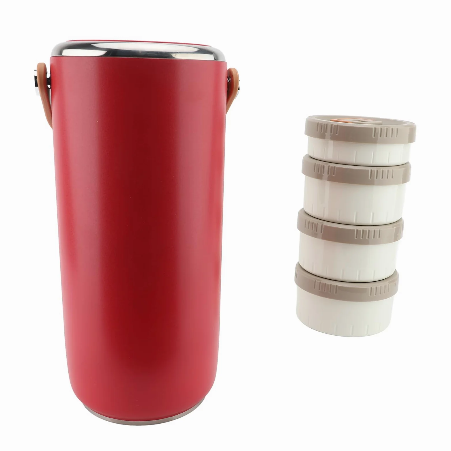 Pot Alimentaire isolé en Acier Inoxydable 3,4 L, Récipient (rouge) | Intérieur en Acier Inoxydable 304, Rétention de Chaleur de 6 à 8 Heures, Poignée Portable pour le Déjeuner, la Soupe et les