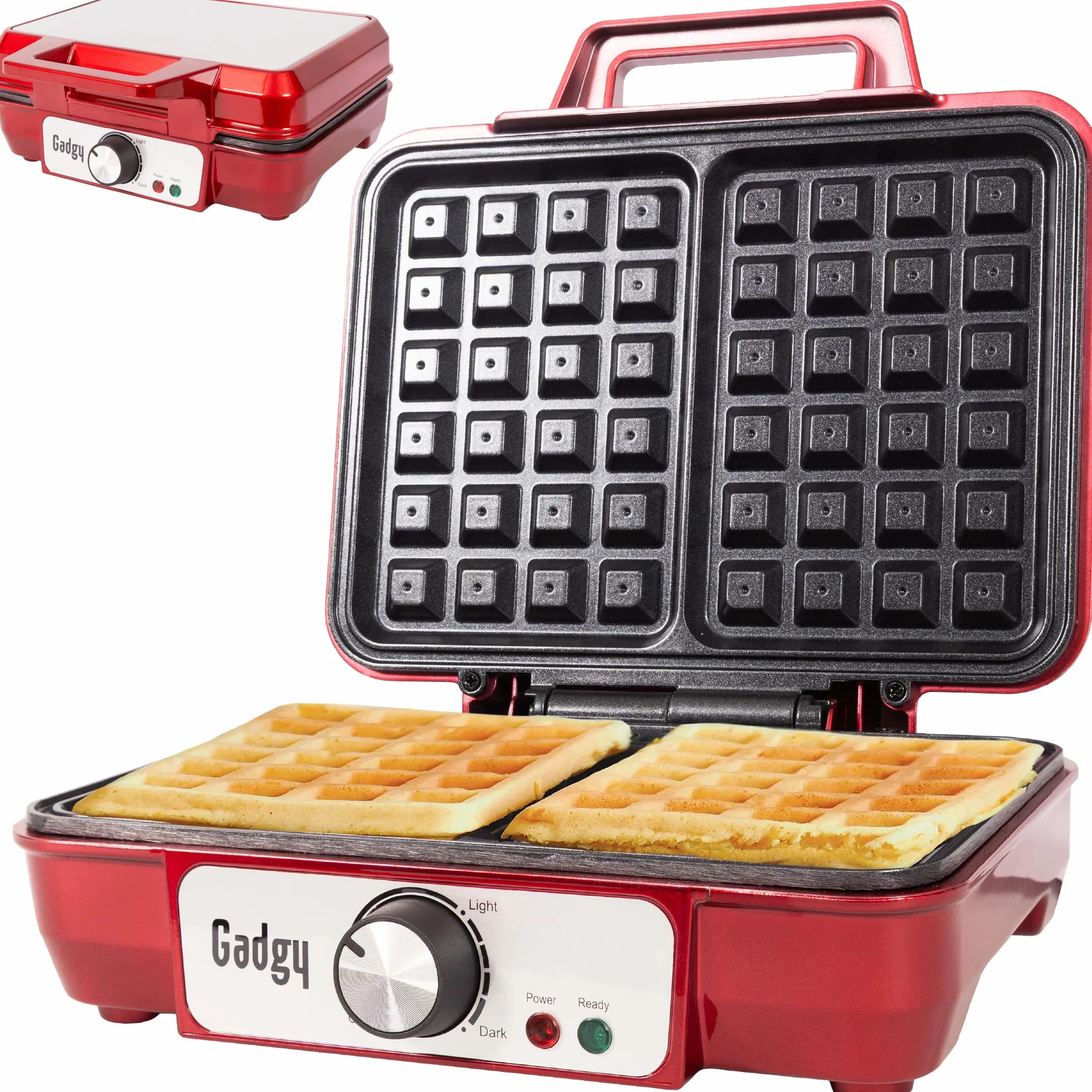 Gadgy® Gaufrier Belge 1000W – Appareil à Gaufres Antiadhésif 23x16,8 cm – Température Réglable, Indicateur LED, Poignée Isolée – Idéal pour Desserts et Fêtes