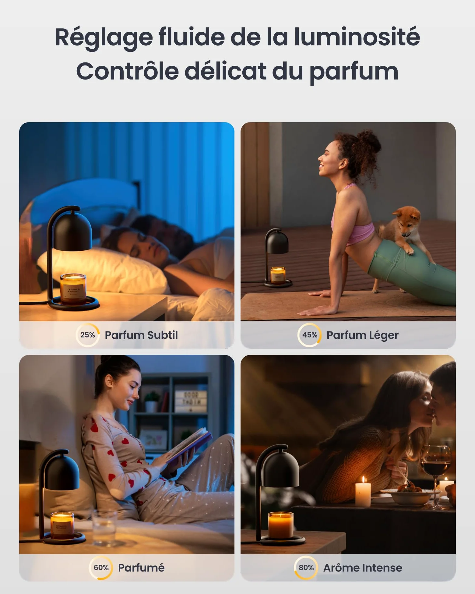 SwitchBot Lampe Chauffe Bougie Intelligente avec Minuterie et Variateur, Candle Warmer Lamp Compatible Matter pour Apple Home & Alexa, Lampe Bougie électrique pour Parfumées Maison, Chambre, Noir