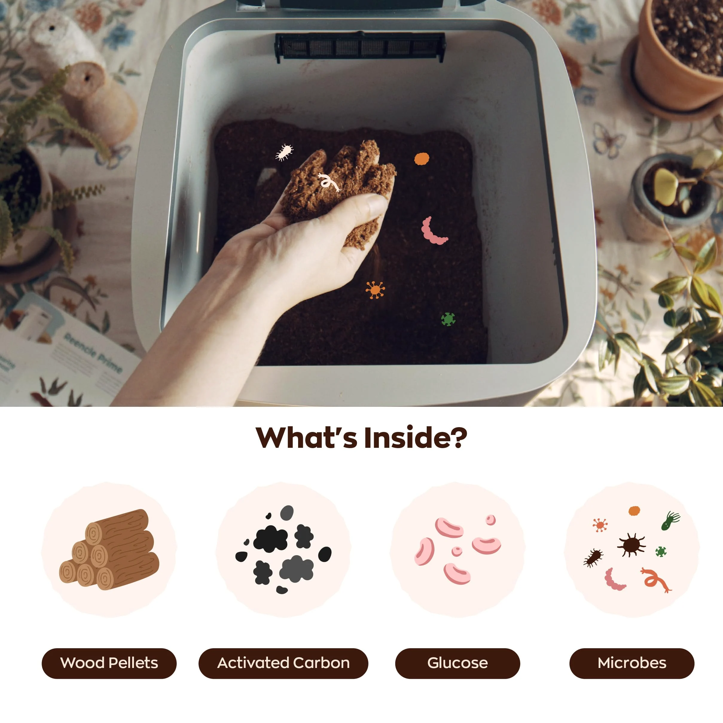 Composteur de Cuisine 14L | Reencle Prime Noir | sans Odeur, Silencieux, Automatique | Compost Organique en 24h|Solution zéro déchets