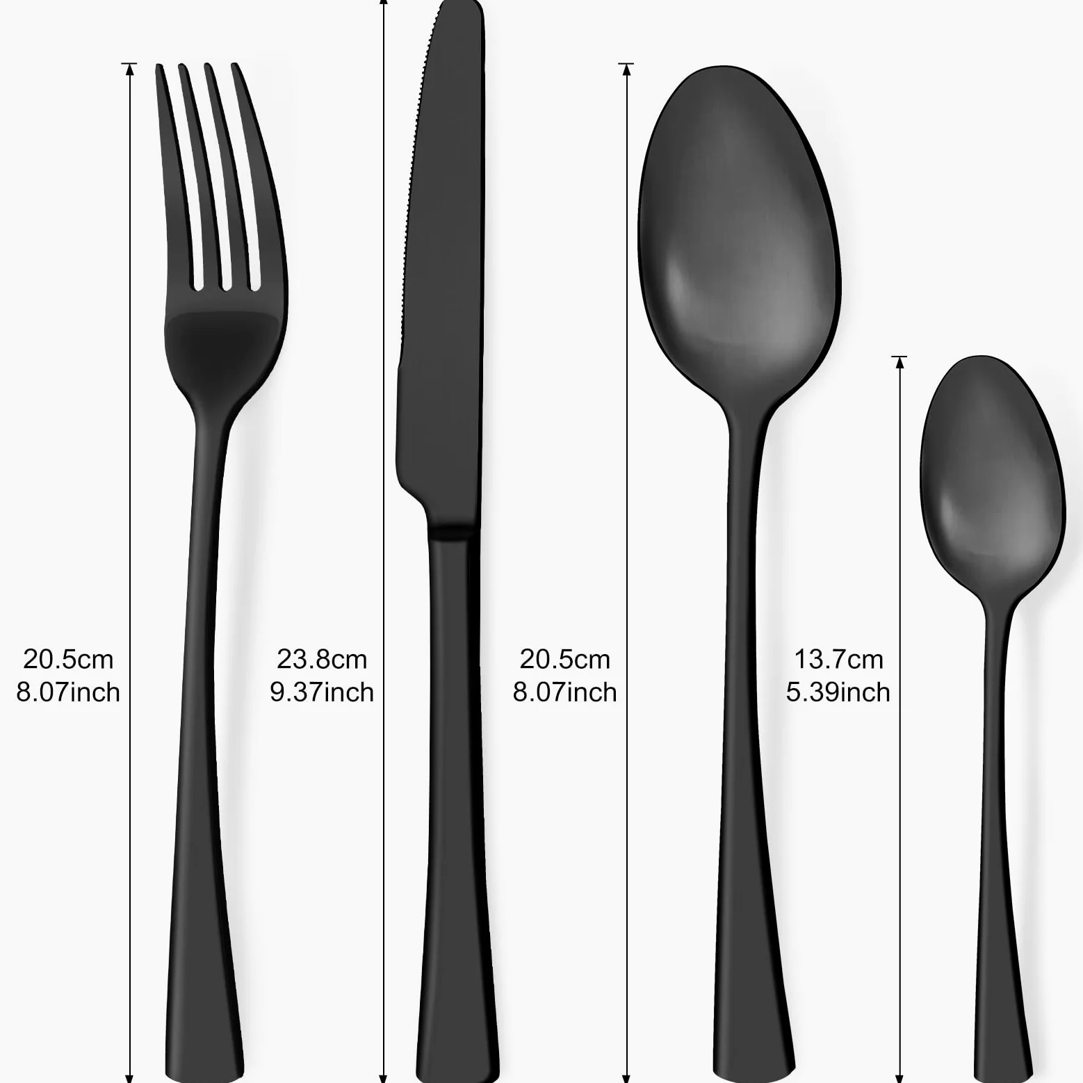 Bestdin set couverts de table noir 6 personnes, ensemble de couverts inox 24 pièces, Comprend des couteaux/fourchettes/cuillères, fini mat et lavable au lave-vaisselle, facile à nettoyer