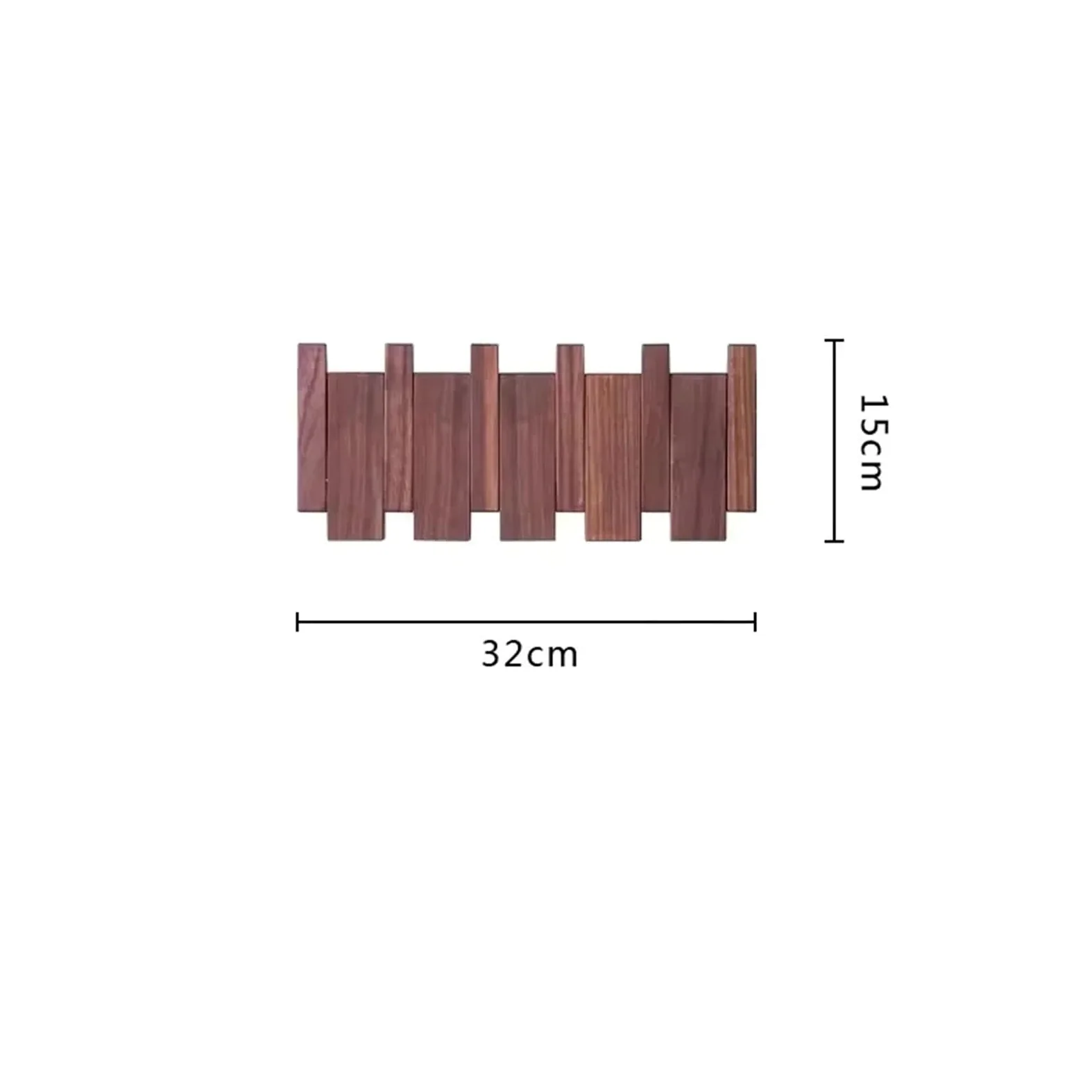 Porte-manteau mural en noyer à suspendre au mur, porte d'entrée, porche, porte-manteau perforé en bois massif perforé pour clés de piano, crochets à vêtements (marron, 32 x 15 cm)