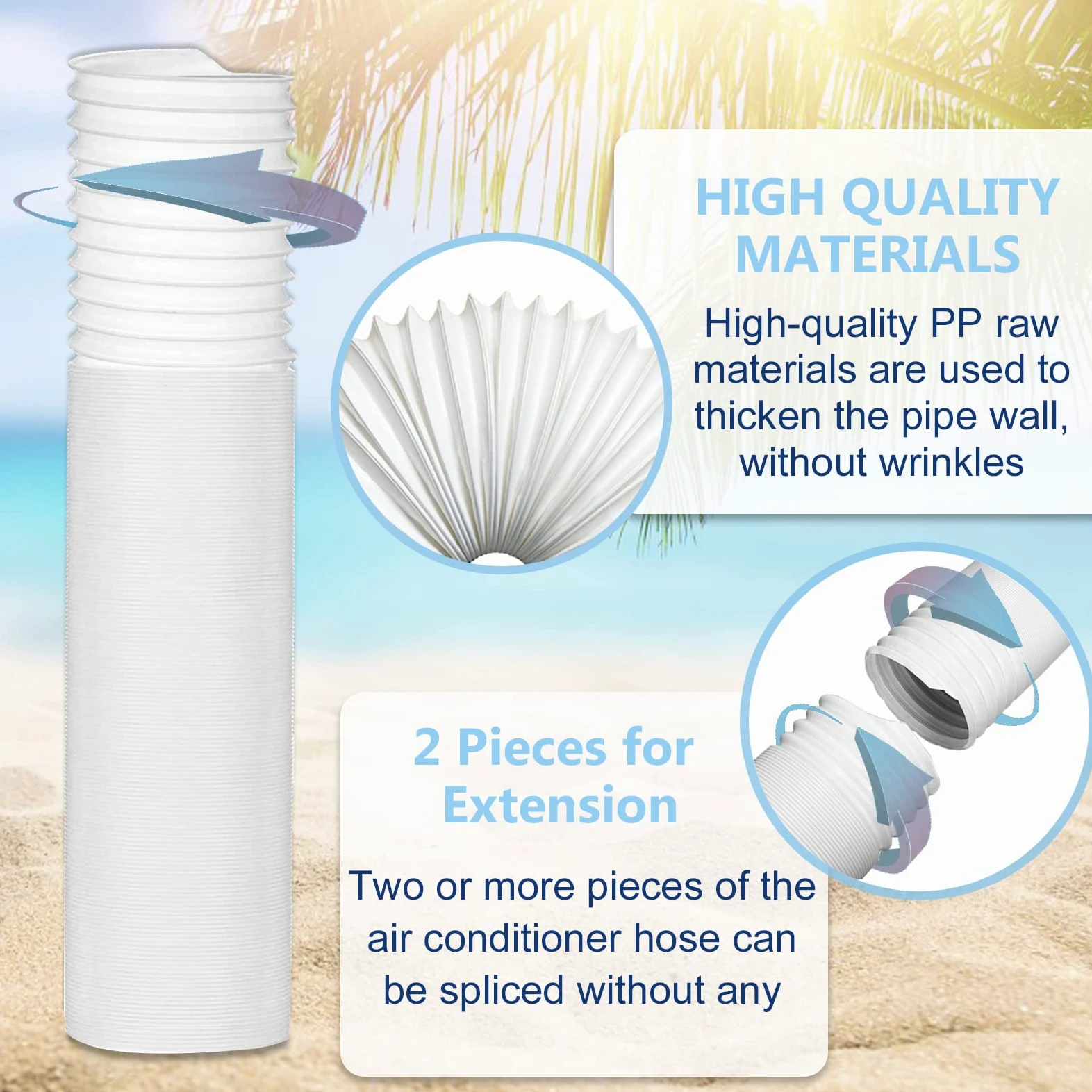 Tuyau Climatiseur Mobile, Tuyau D'évacuation D'air En Pvc Flexible Tube De Ventilation Universel Tuyau Kit Pour Climatiseur Mobile Diamètre 13cm/15cm (13CM Diamètre * 2M Longueur)