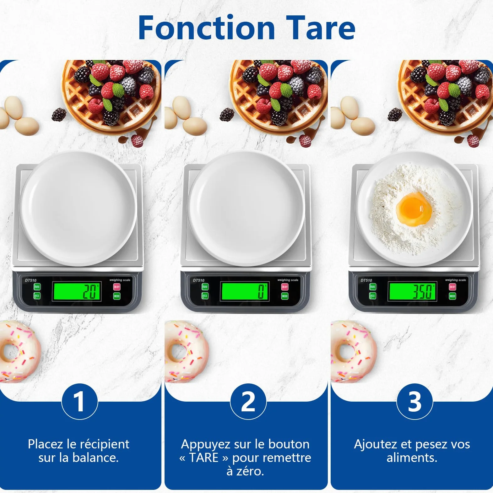 balance cuisine 40kg/1g Balance Professionnelle Acier Inoxydable Balance De Cuisine Professionnelle Avec Pcs Et Tare Fonction Balance Alimentaire Avec éCran LCD Et 6 UnitéS Pour PâTisserie