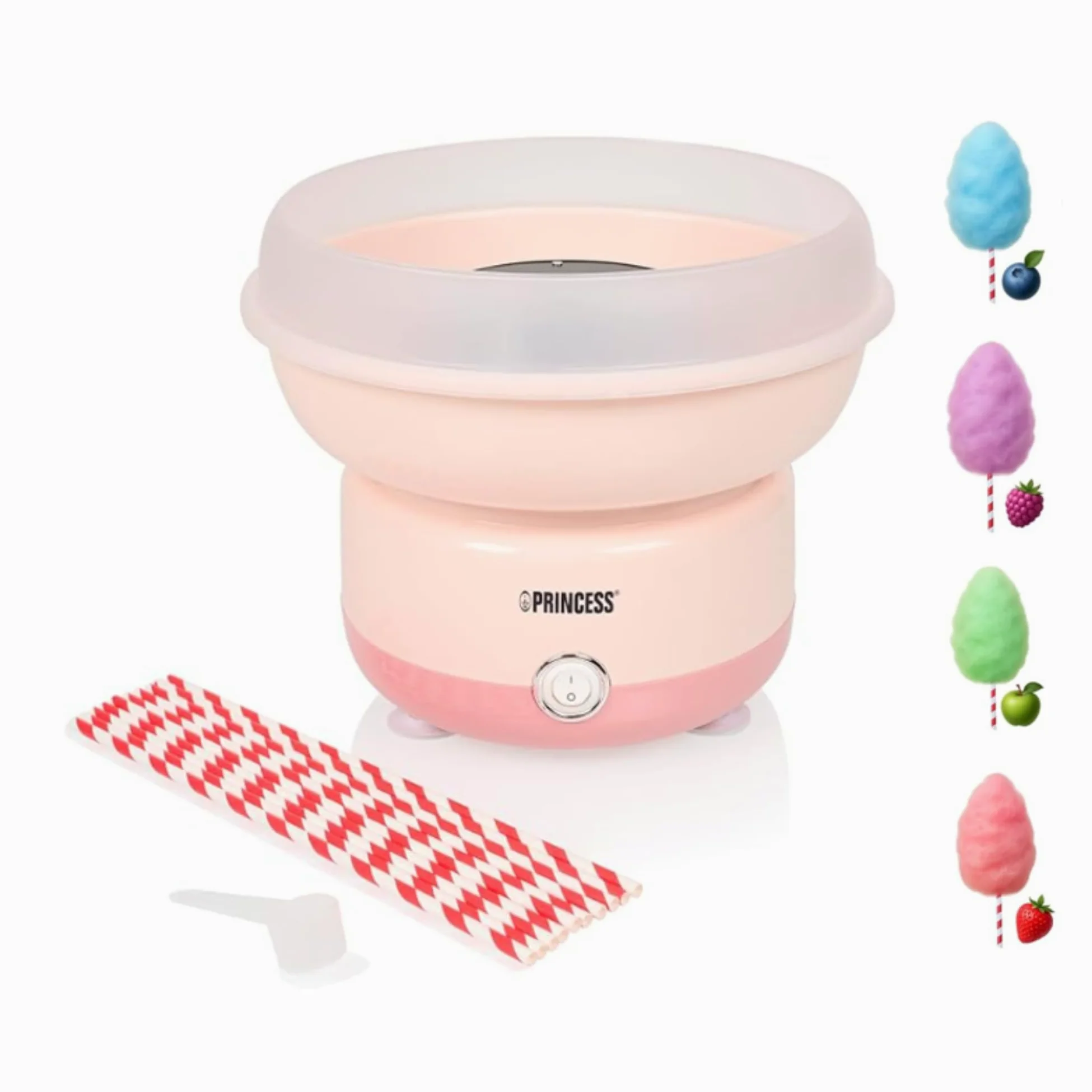 Princess Machine à Barbe à Papa, 500W, Design Compact, Pièces Lavables au Lave-Vaisselle, Inclus Bâtonnets et Cuillère, Sans BPA, Pieds Antidérapants, Facile à Utiliser, 292990