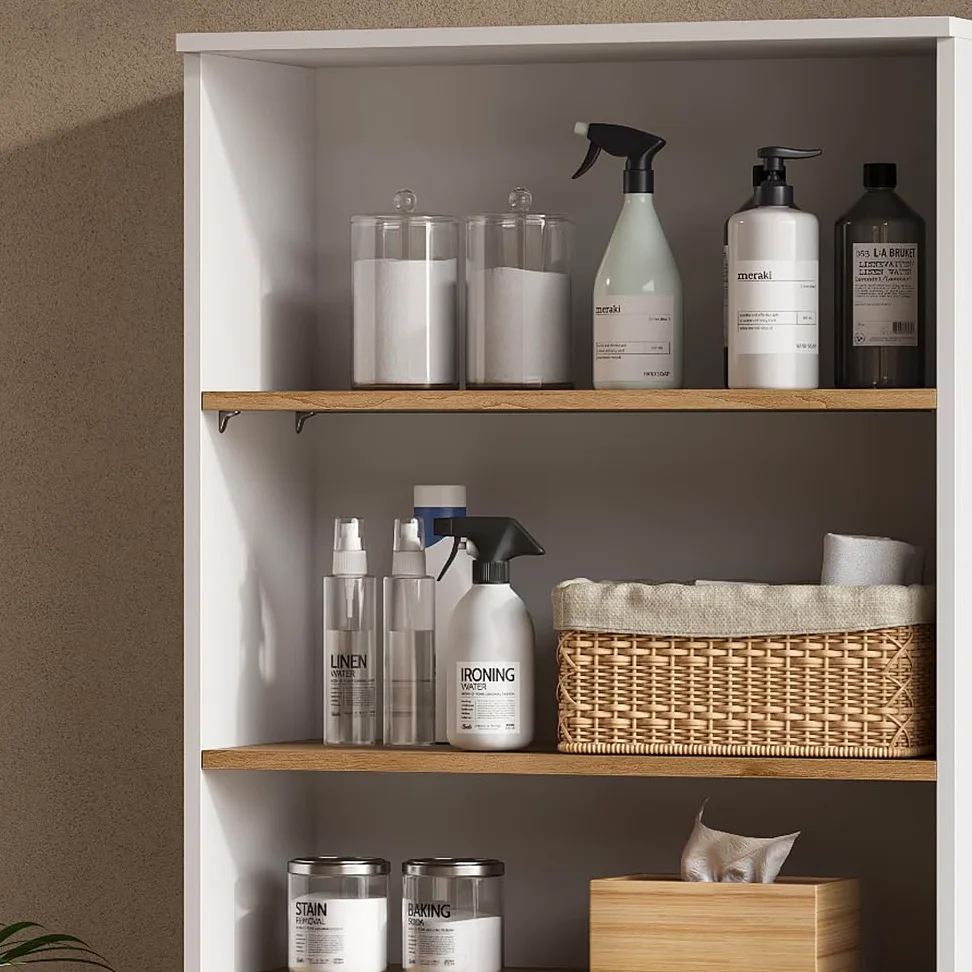 Vicco Armoire Murale Viktor, Blanc/Artisan, 68x100.4cm avec des étagères Ouvertes, à Monter au Mur pour Un Espace de Rangement supplémentaire dans la Salle de Bain