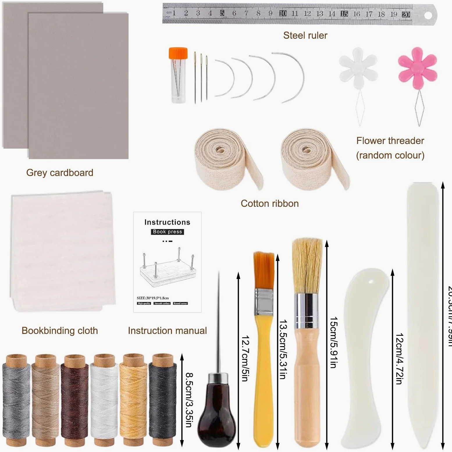 Kit de reliure de livres - Avec presse à livres de 30 x 19,2 cm - Toile de reliure - Tissu de réparation de livres - Jambes pliées pour réparer les vieux livres