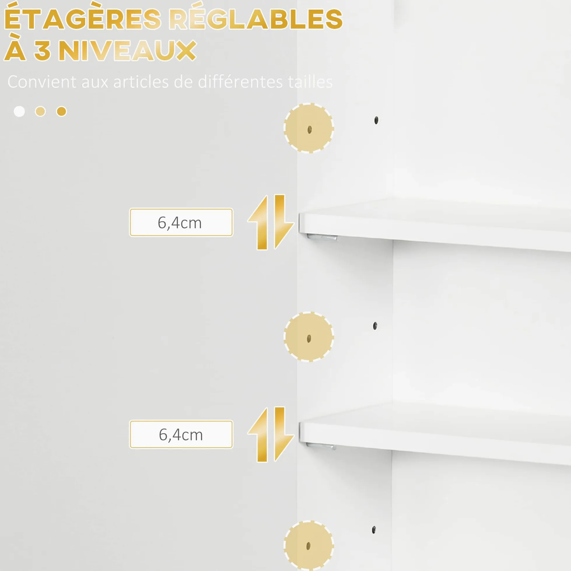 kleankin Armoire Murale de Salle de Bain- Meuble de Rangement - avec étagère réglable - dim. 40L x 15l x 60H cm Blanc
