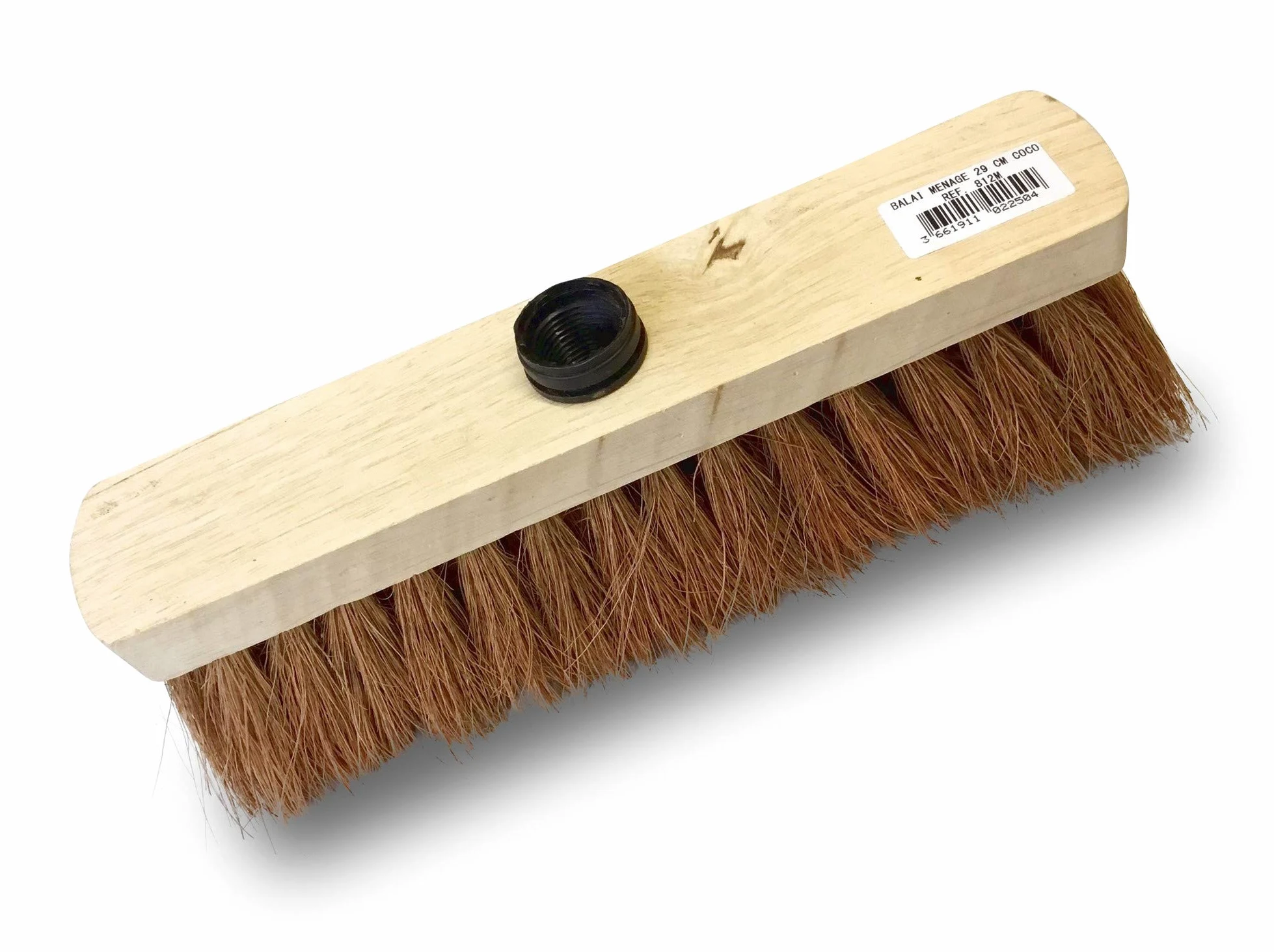Lot de 10 balais de ménage en Fibres de Coco Naturel | Longueur 29 cm | Semelle Bois | Douille vissante Plastique | sans Manche | Kibros 2050x10