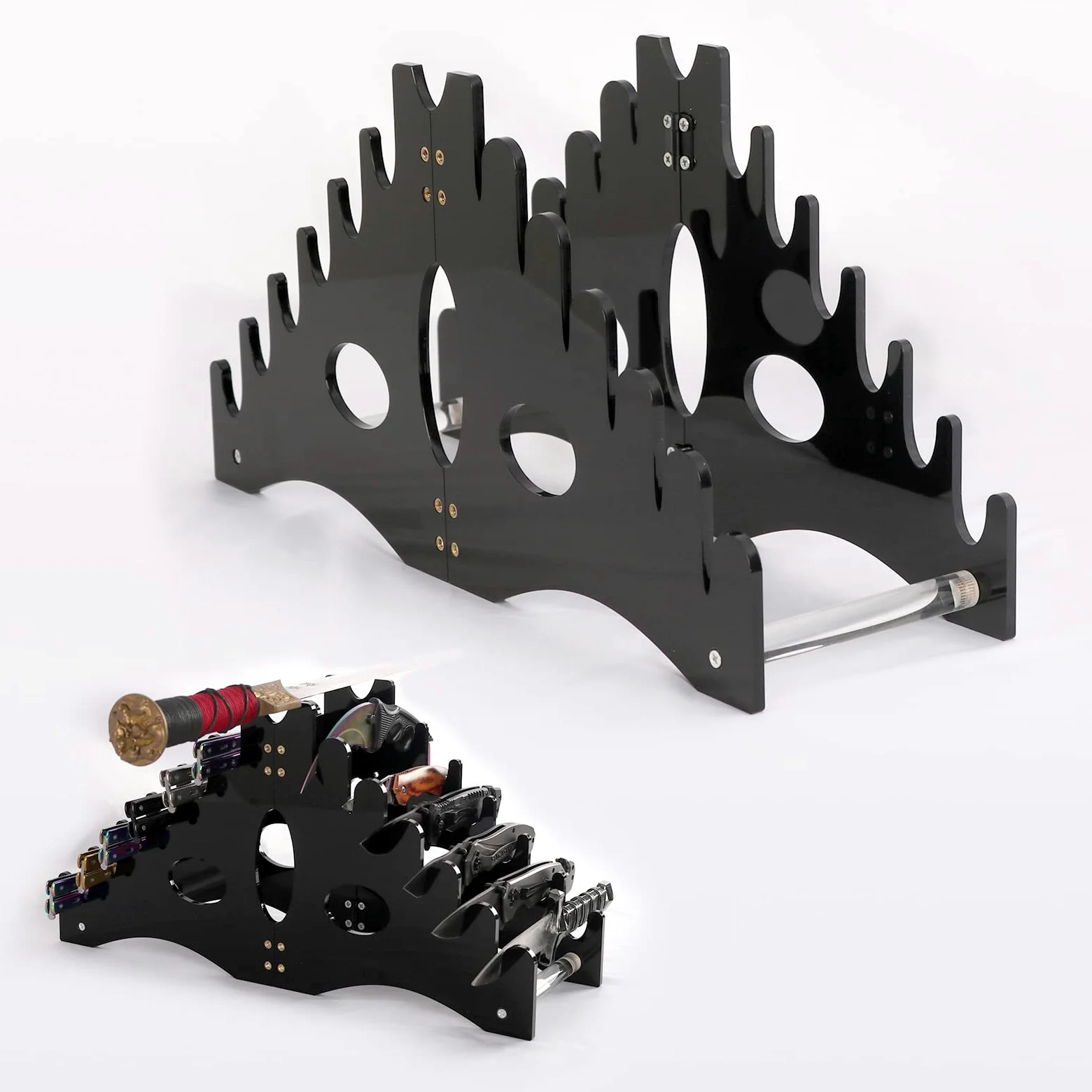 Retient 12 couteaux de poche stand Noir - Collection de couteaux acrylique