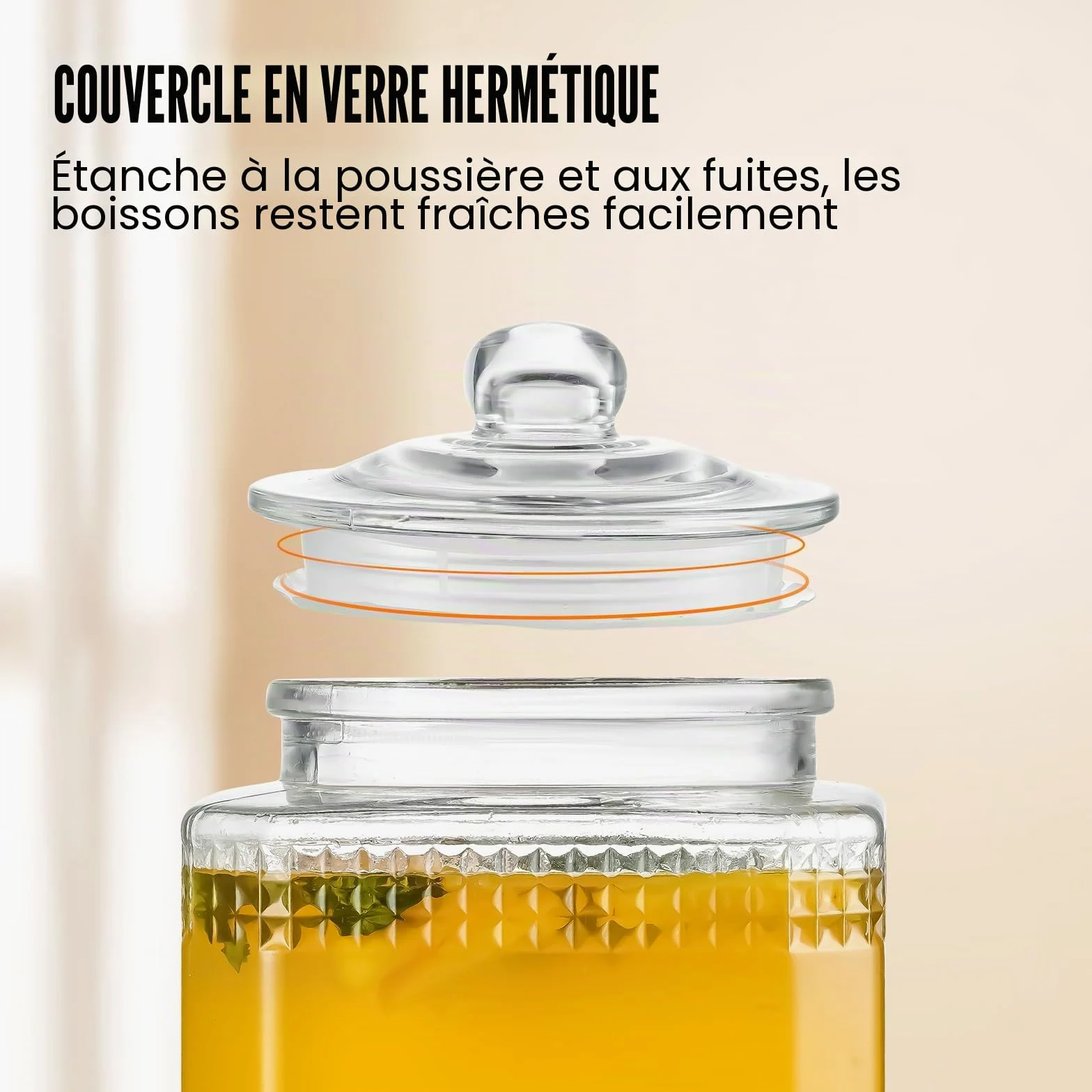 VEVOR Distributeur de Boissons de 5,5 L, Fontaine à Eau en Verre Alimentaire avec Support, Robinet en Acier Inoxydable, Distribution de Jus Limonade Thé Glacé, pour Restaurants, Hôtels, Cafés, Soirées