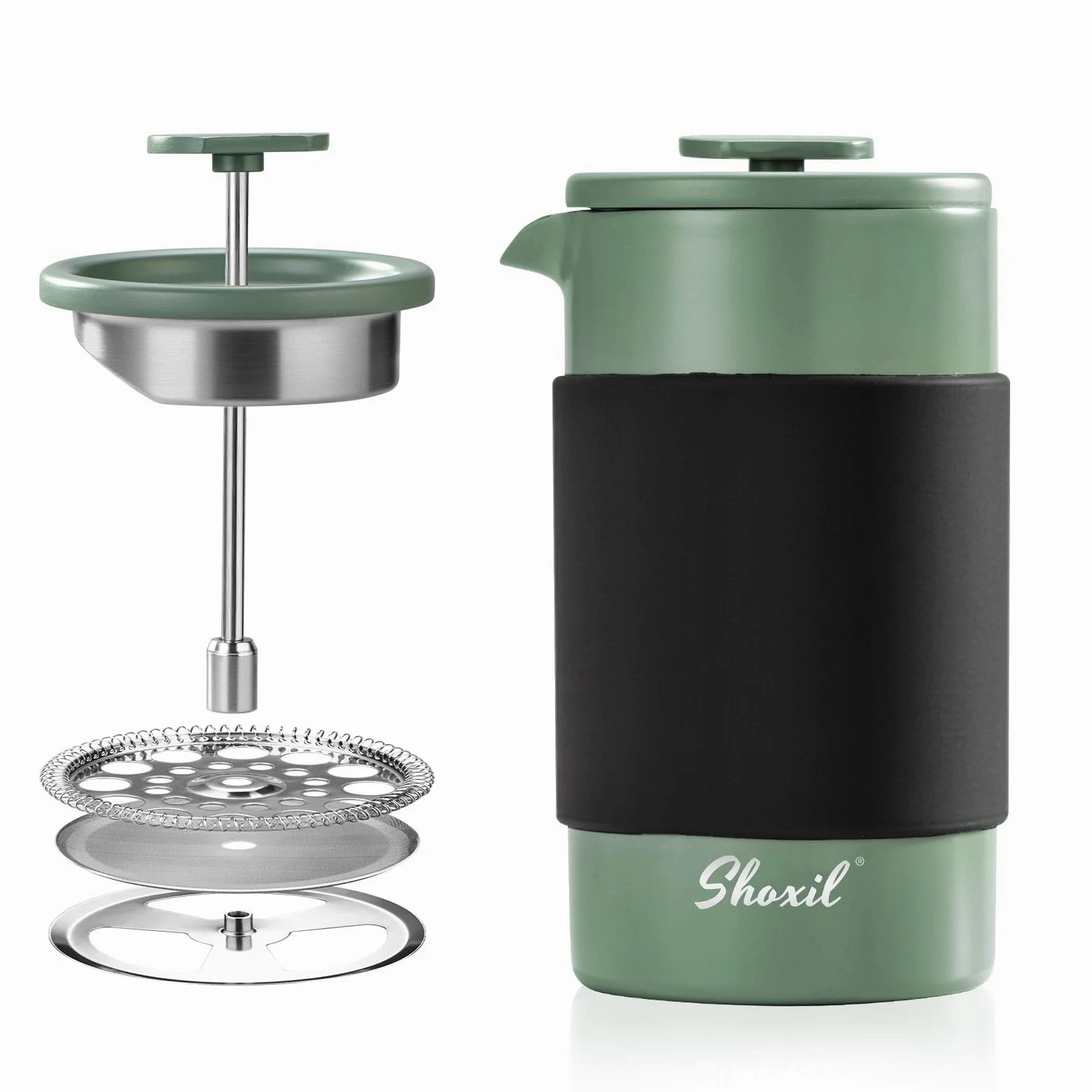 French Press Thermo – 350ml Stainless Steel Coffee Press, 2 Cup Cafetiere for Ground Coffee, Portable French Press