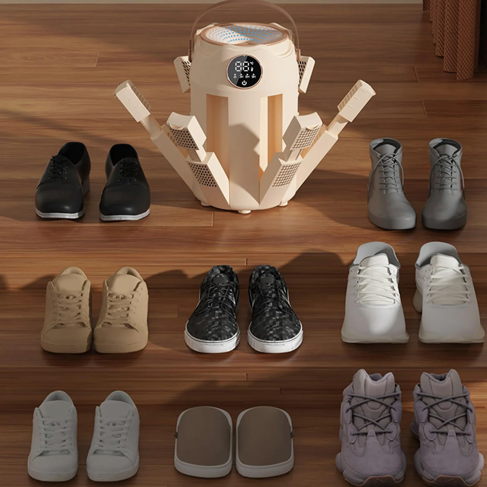Asixxsix Sèche-Bottes, Sèche-Chaussures pour Bottes et Gants de Travail, 6 Ports de Séchage avec Minuterie, Conception de Tube Réglable, pour de Ski, Chaussures, Gants (Prise UE 220V)