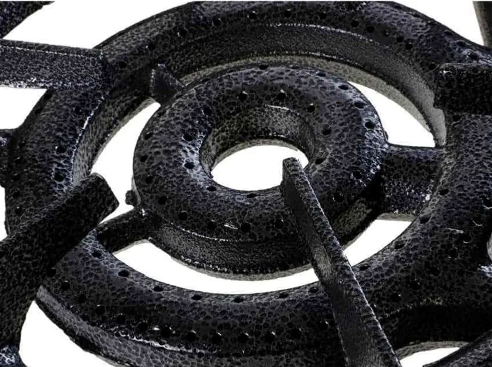 Réchaud à Gaz en Fonte Véritable 9kW Noir – 2 Brûleurs Puissants pour Grands Volumes – 3 Pieds Robustes, 3 Robinets en Laiton – Cuisson Extérieure Camping, Fête, Grosse Marmite, Alambic, Stérilisation