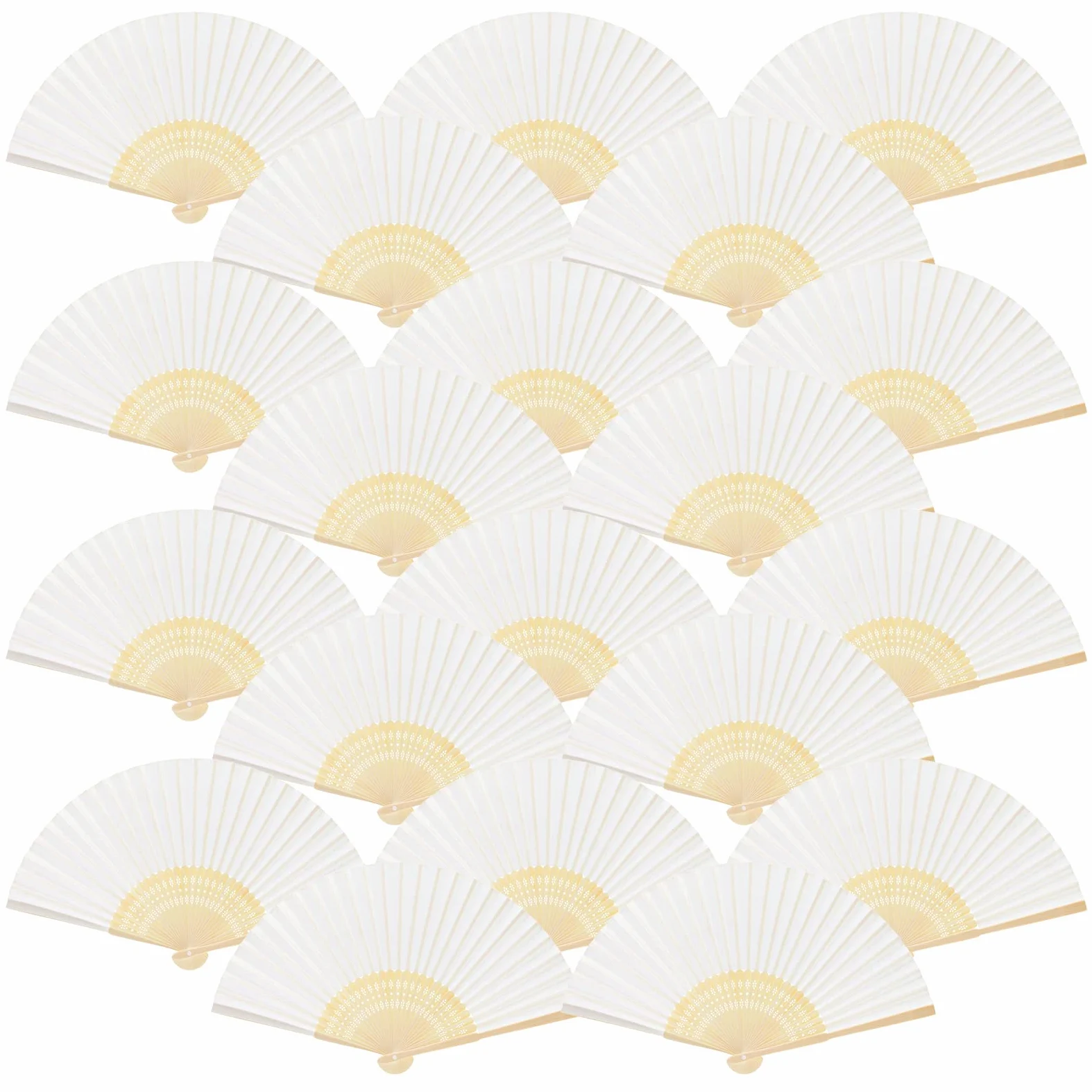 FEPITO 82 Pièces Éventail Pliant en Papier Blanc avec Bambou pour Cadeau de Mariage, Fête, Maison, Bricolage