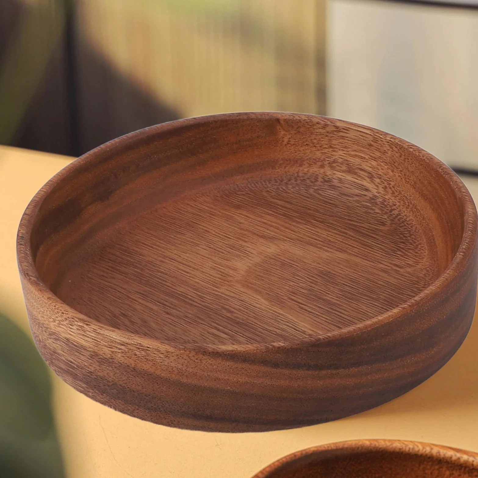 Jenngaoo Saladier Bois 20 cm, Bol à Fruits en Bois Massif, Grand Format, Corbeille a Fruit en Bois pour Pain, Apéro, Décoration, Style Rustique Moderne pour Cuisine et Salle à Manger