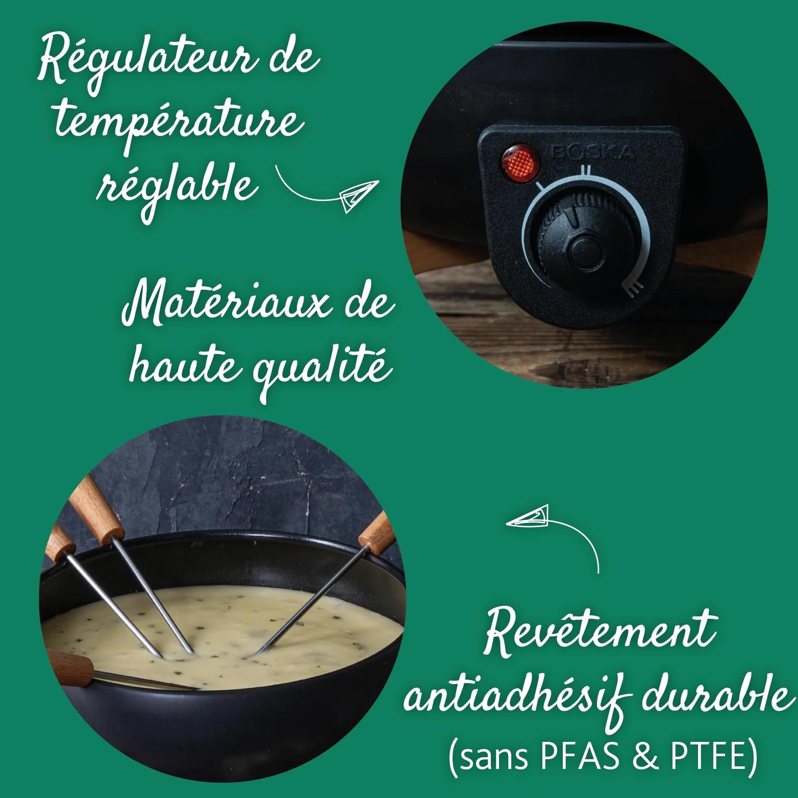 Boska Service à Fondue Électrique Party - Fondue electrique - Pour Fondue de Fromage, Fondue au Chocolat, Hotpot, Fondue chinoise - Appareil a fondue electrique - Contrôle de Température - 2.3 L