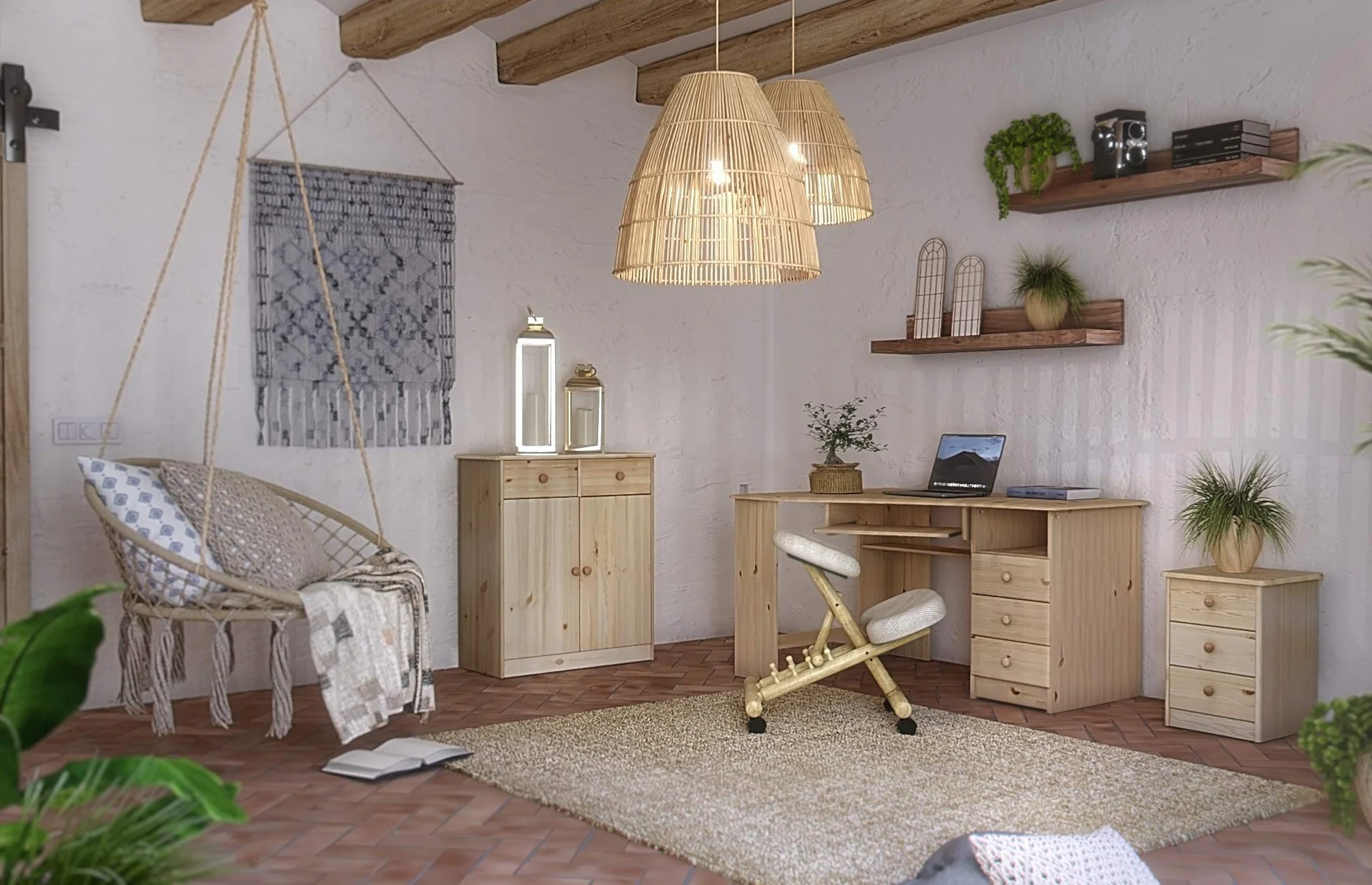 cinius Chaise Ergonomique Professionnelle sans Dossier Couleur Naturelle