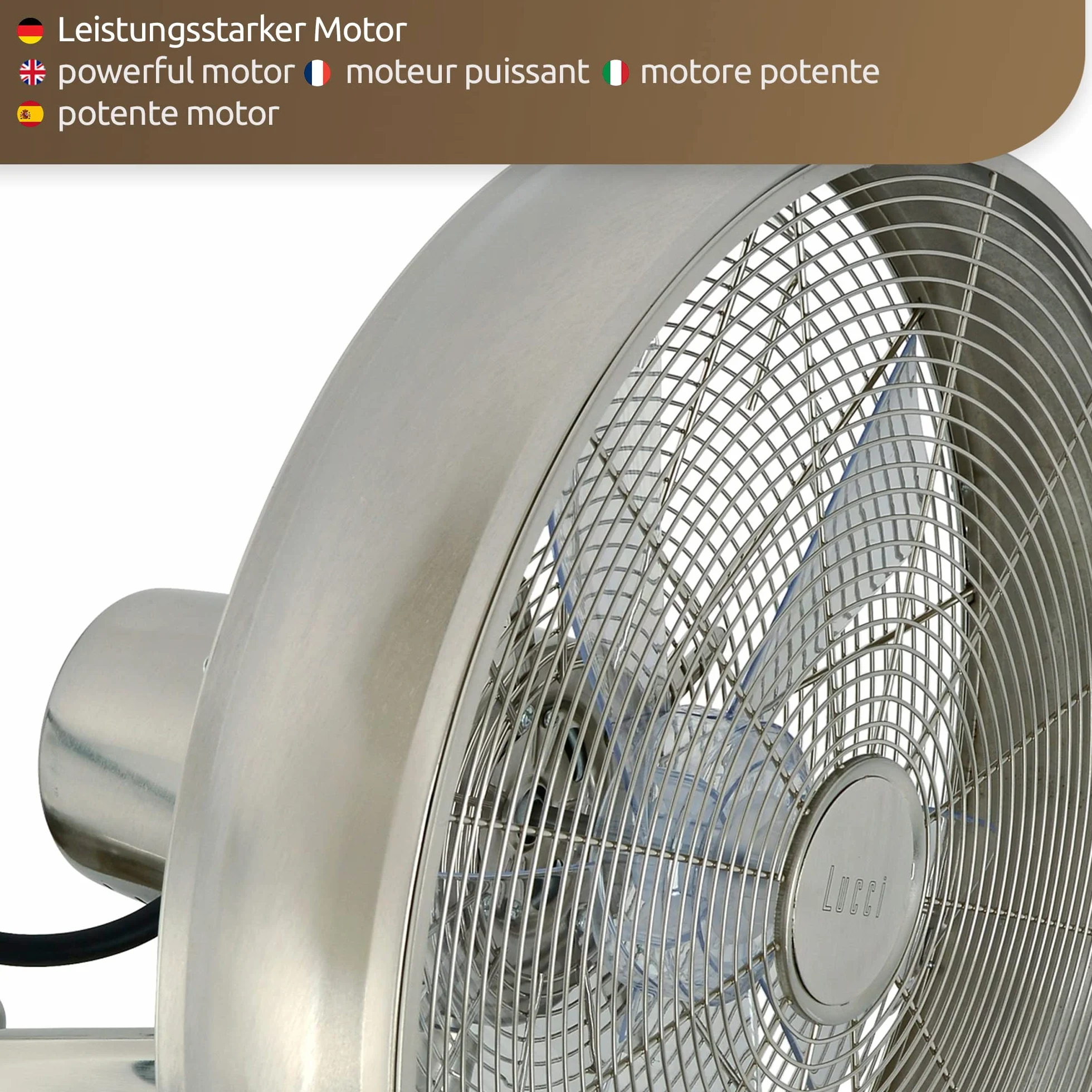 LUCCI AIR Ventilateur mural Breeze avec télécommande, ventilateur mural pivotant automatique, Ø 46 cm, acier