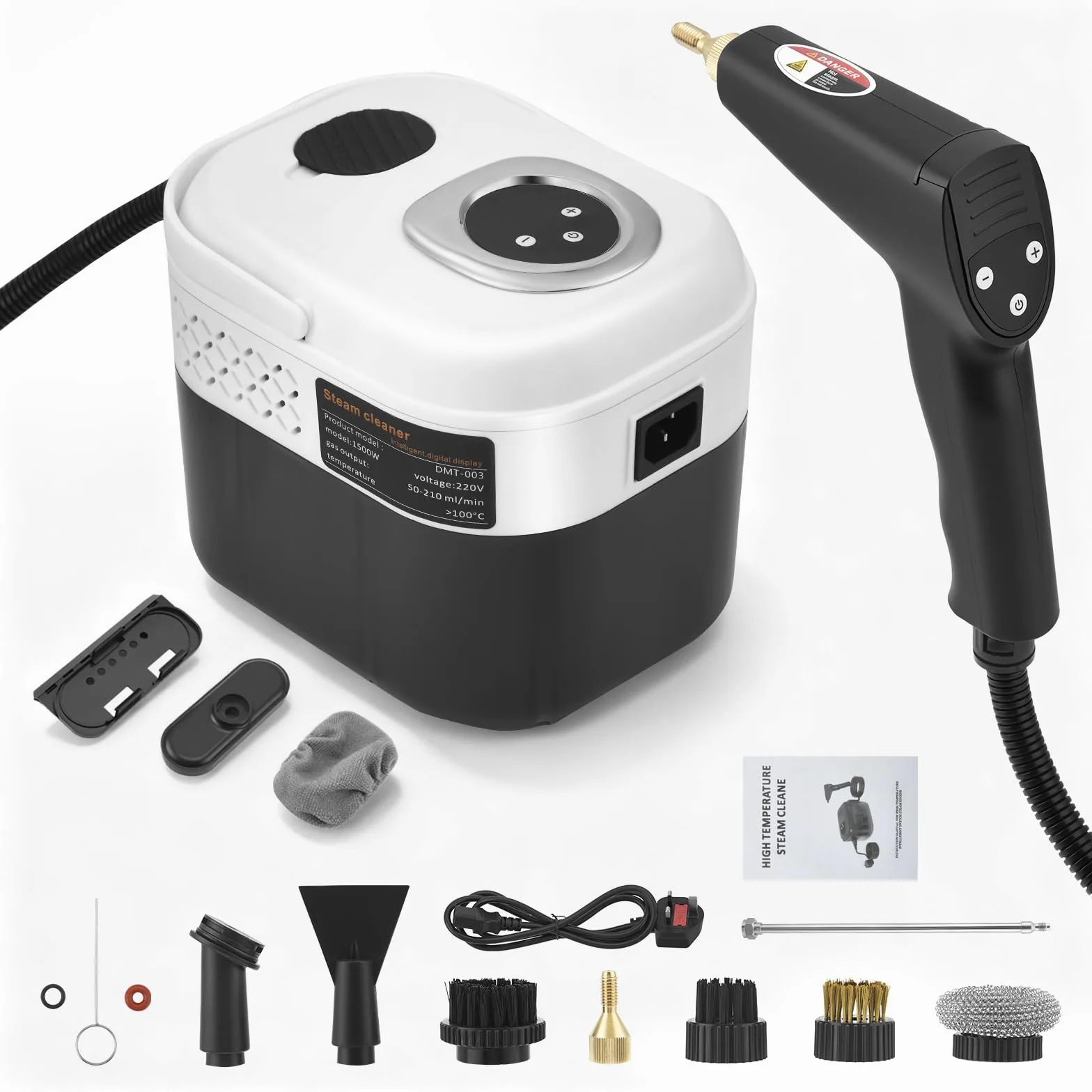 Nettoyer à Vapeur,2500W Nettoyeur Vapeur Professionnel avec 6 Réglages,1700ML Réservoir d'eau de Grande Capacité et 15 Accessoires, Salle de bain, Cuisine, Fenêtres, Voiture et Rideaux.