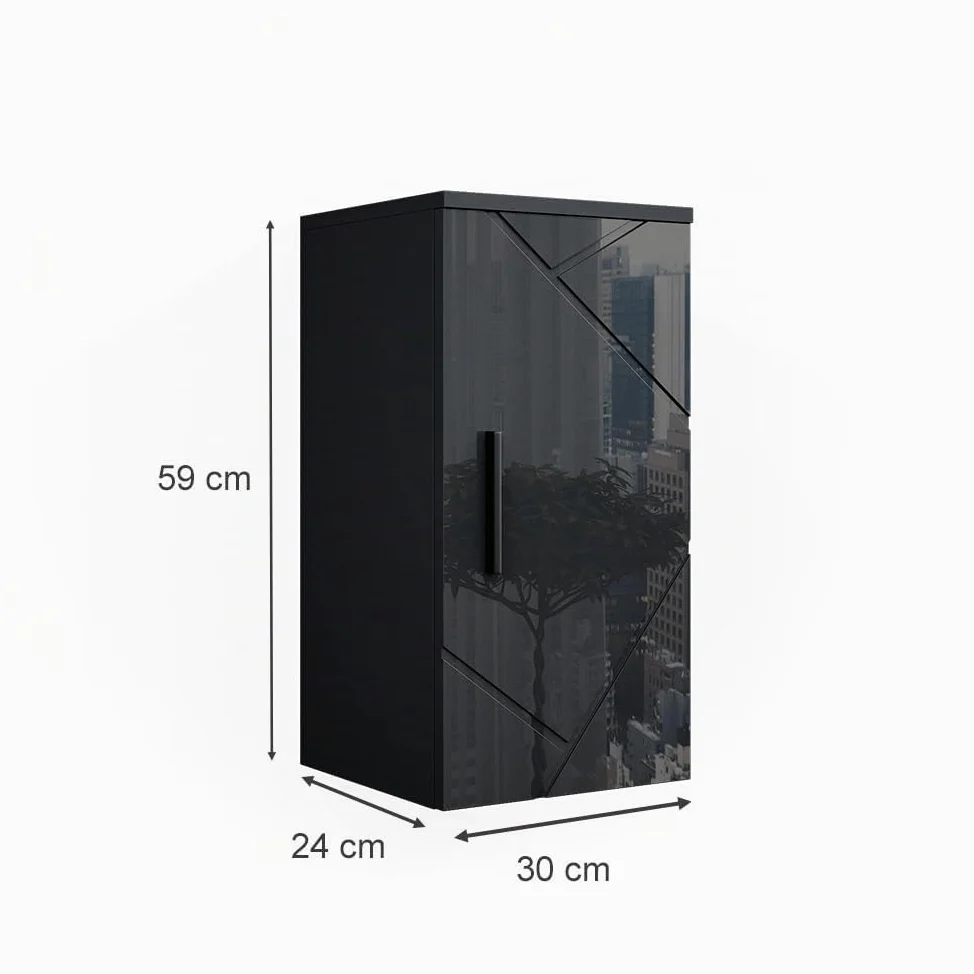 Vicco Armoire Murale Irma, Anthracite Haute Brillance, 30x59cm, adapté à la Fixation Murale et combinable avec d'autres Meubles Irma
