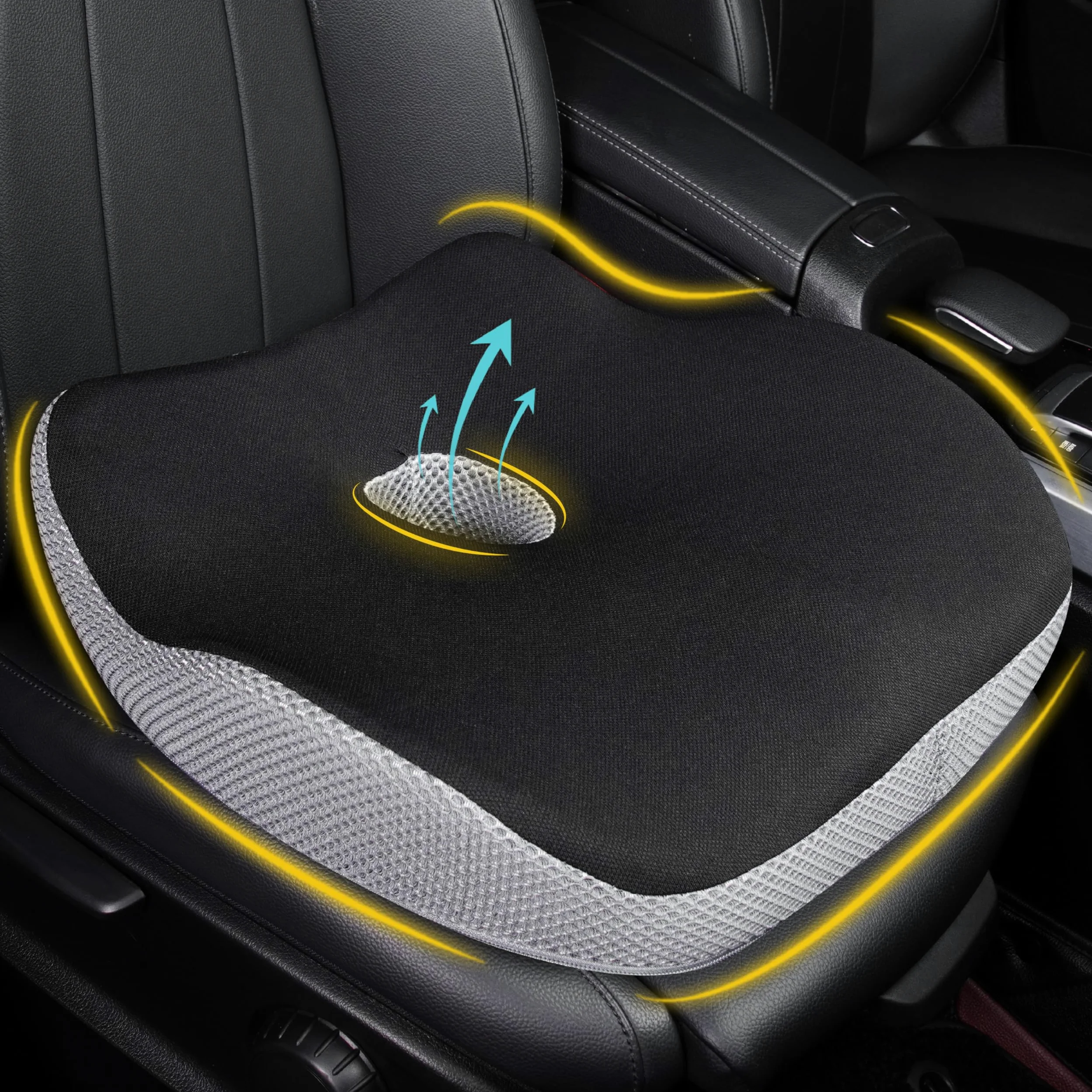 Coussin de siège de voiture, coussin ergonomique en mousse à mémoire de forme pour soulager la douleur sciatique, siège rehausseur adulte pour personnes courtes, coussin de voiture pour conduite