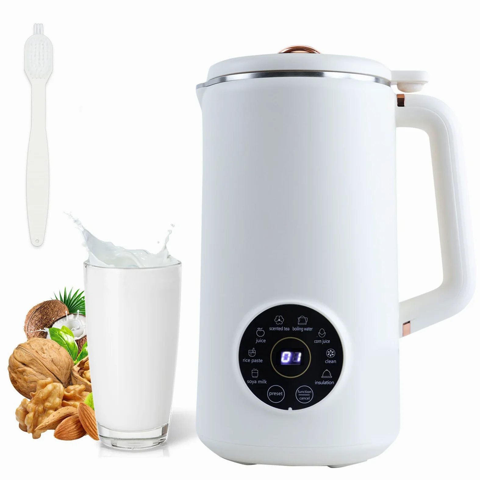 mumisuto ﻿Machine à Lait Végétaux, 1000 ML Machine à Lait de Soja Multifonction, Mélangeur Électrique, Machine à Lait D'amande pour Lait Végétal Fait Maison, Avoine, Soja