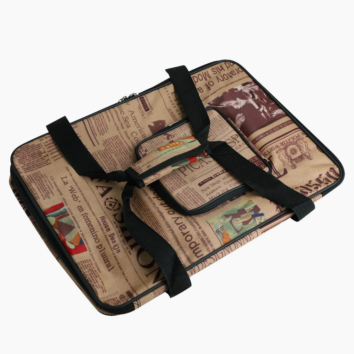 YJZQ Sac Besace pour Kit d'artist Portfolios Artiste Trousse géante pour Fournitures artistiques Sacoche Mallette Peinture Boîte Rangement rétro Style Journalistique