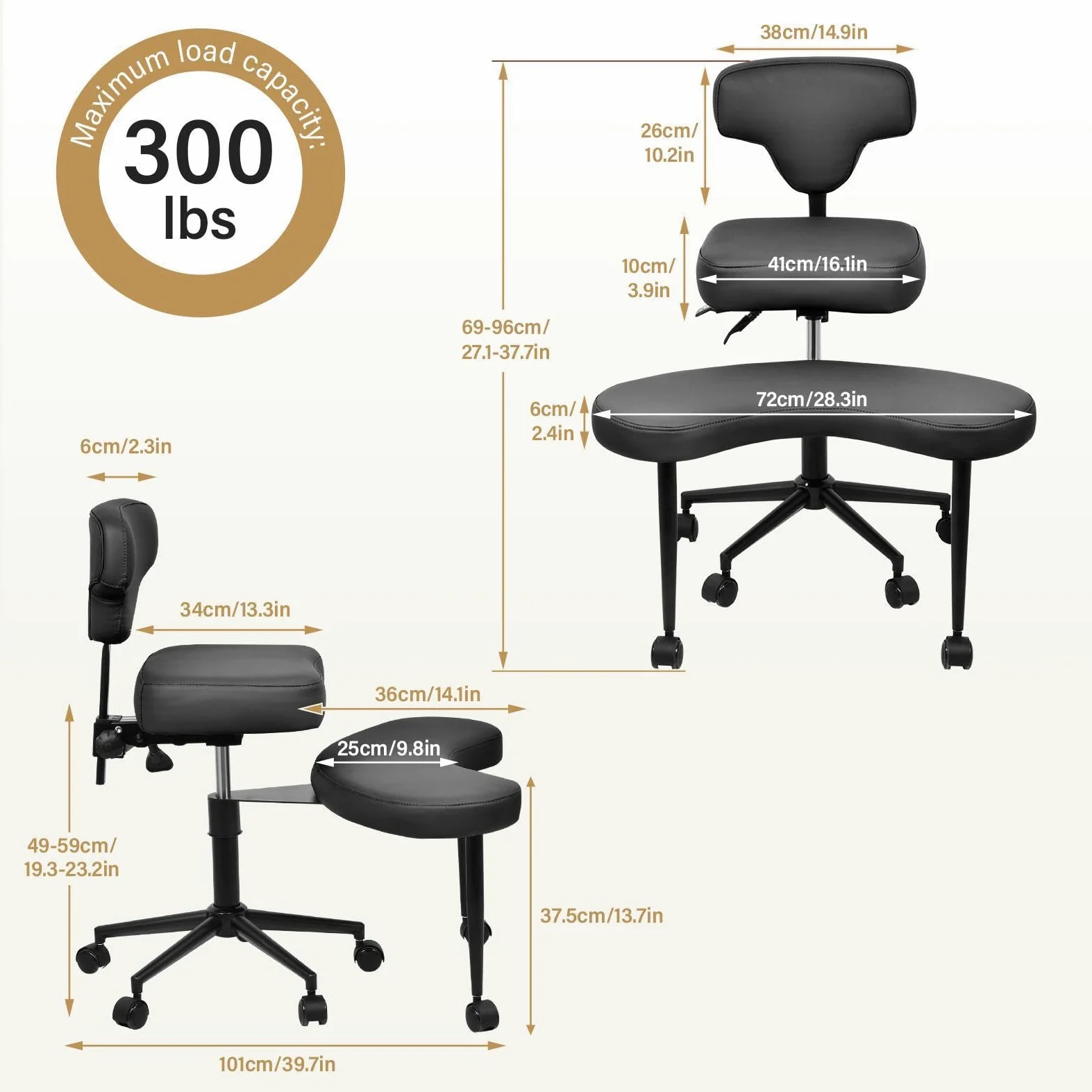 Générique Chaise de méditation, Chaise à Coffre croisée avec Roues TDAH, Table de avec Soutien Lombaire et Hauteur - Tabouret ajusté, Chaises de méditation Ergonomique pour Fidget Philipes - Noir