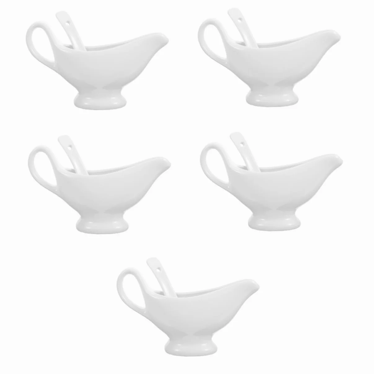 Alipis 5 Pièces Vaisselle en saucière récipient plat beurre à tartiner soucoupe beurrier double Assiette à sauce en céramique Saucière en céramique pichet à crème pichets de sauce blanche
