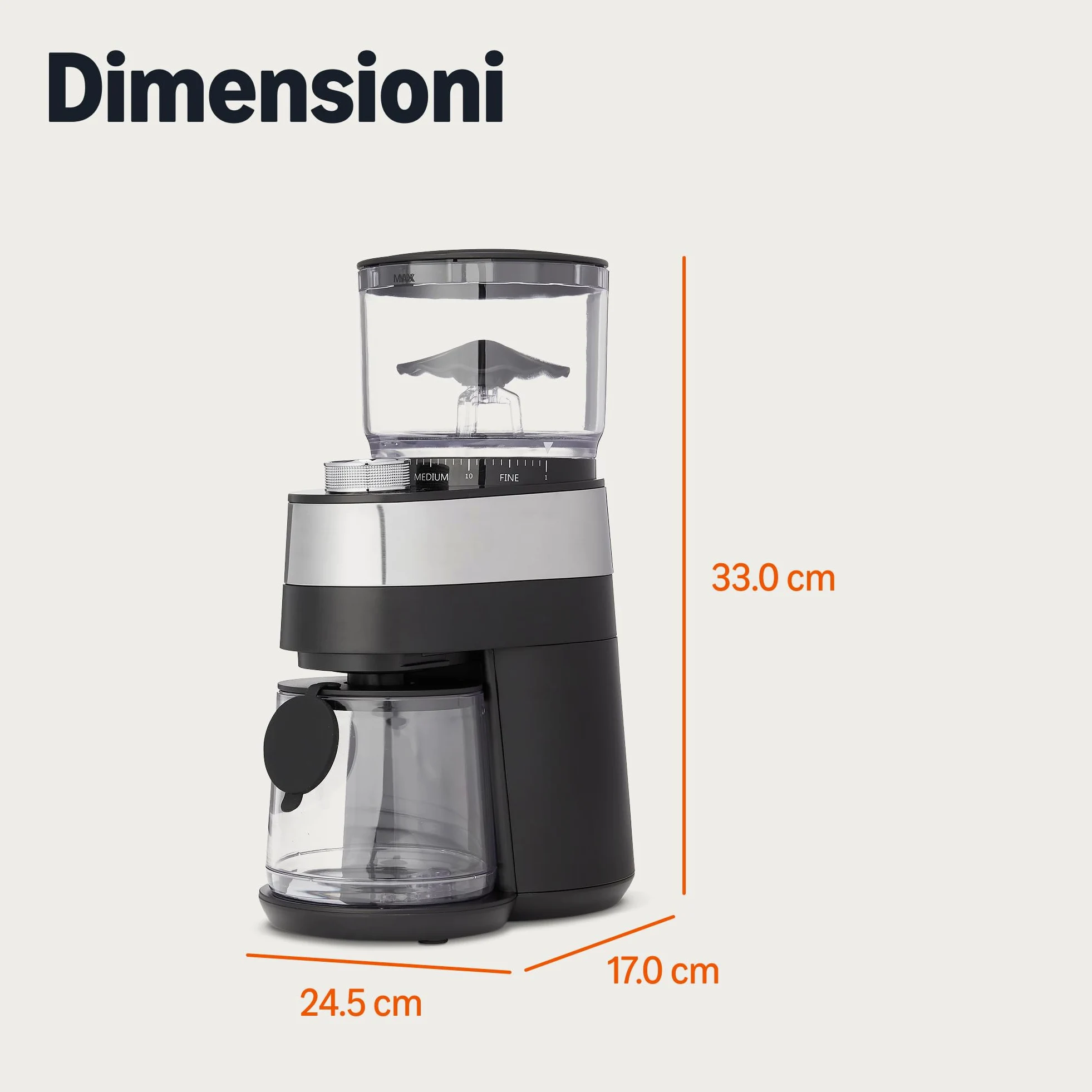 Amazon Basics Moulin à café électrique avec 30 réglages pour cafetière à piston, café filtre et espresso, noir