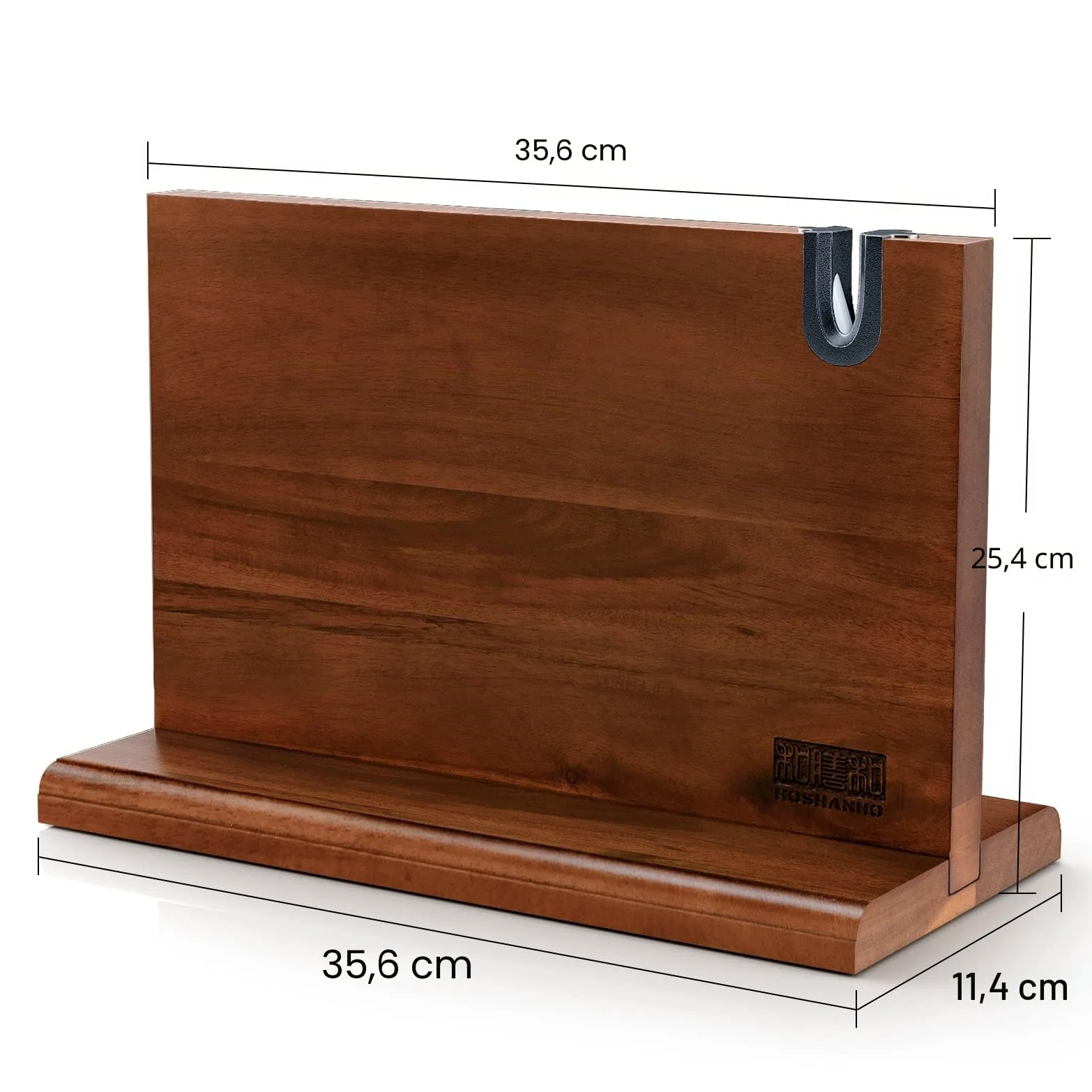 HOSHANHO Bloc à Couteaux Magnétique 35,5 x 25,4 cm - Porte Couteaux Aimanté Double Face Porte-couteaux Magnétique en Acacia Bloc Couteau de Cuisine